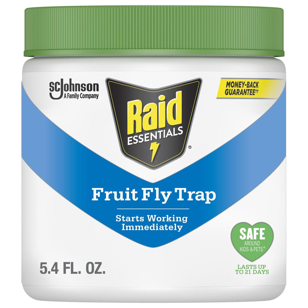 Raid Essentials Fruchtfliegenfalle für Innenbereiche, mit ätherischen Ölen, kinder- und haustiersicher, 153 g