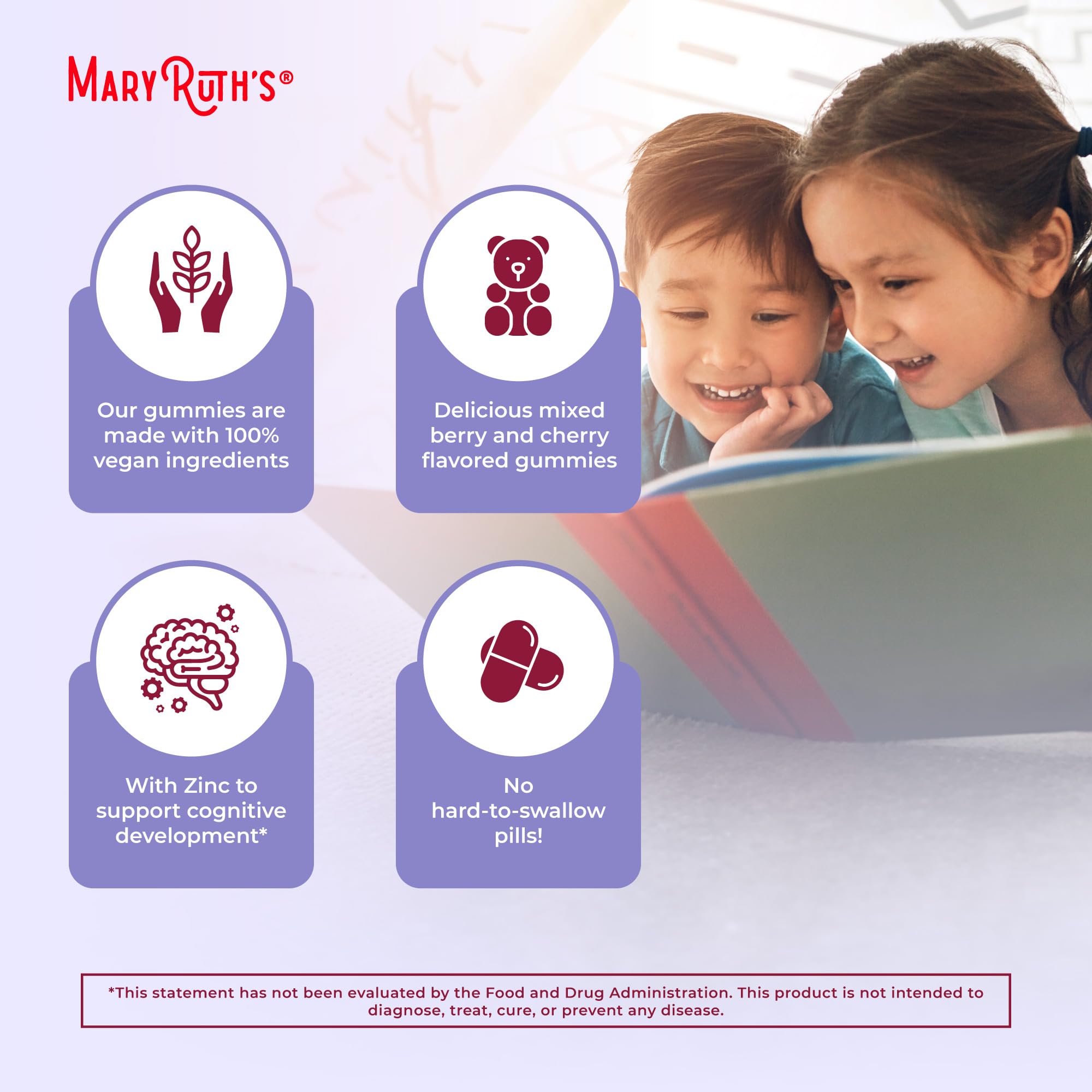 MaryRuth Organics Kids Vitamins | Multi | 1 Month Supply | Multivitamin Gummies for Ages 4+ | Multivitamin for Kids | Vegan | Only 2 Gummies a Day | 60 Count