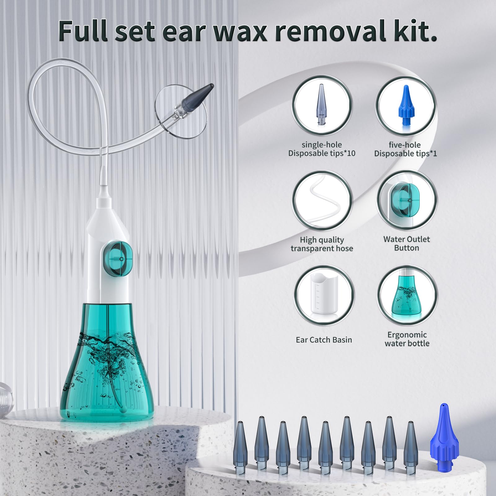 Ear Wax Removal, Ear Cleaner, Ear Cleaning Kit, Manual Ear Irrigation Flushing System, Ear Wax Removal Kit, Safe and Effective to Clean Ear Built Up Wax