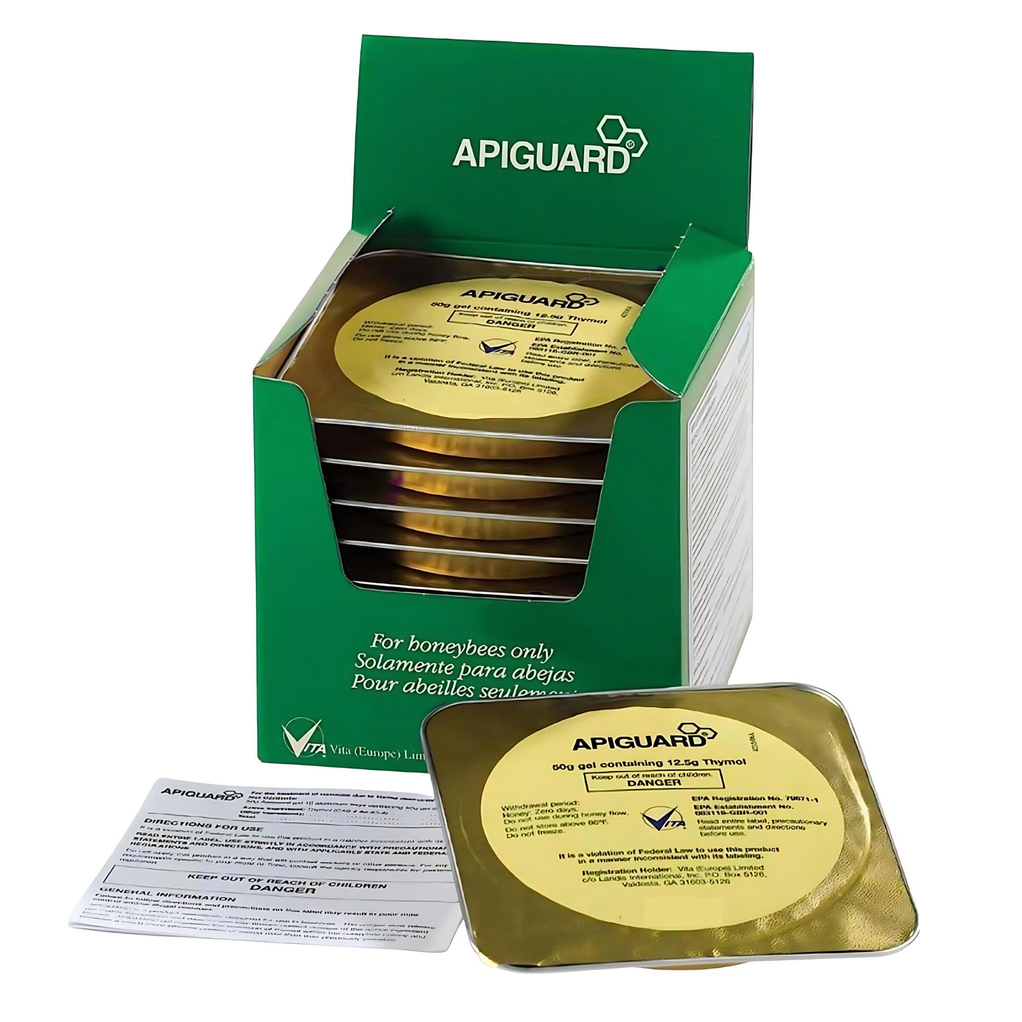 Vita Bee Health Apiguard – Natürliche Varroamilbenbehandlung für Honigbienenvölker – 10 x 50 g Thymol-Gelschalen – Einfache Anwendung, Imker-erprobt, Bienenfreundlich, Pflanzlicher Schutz
