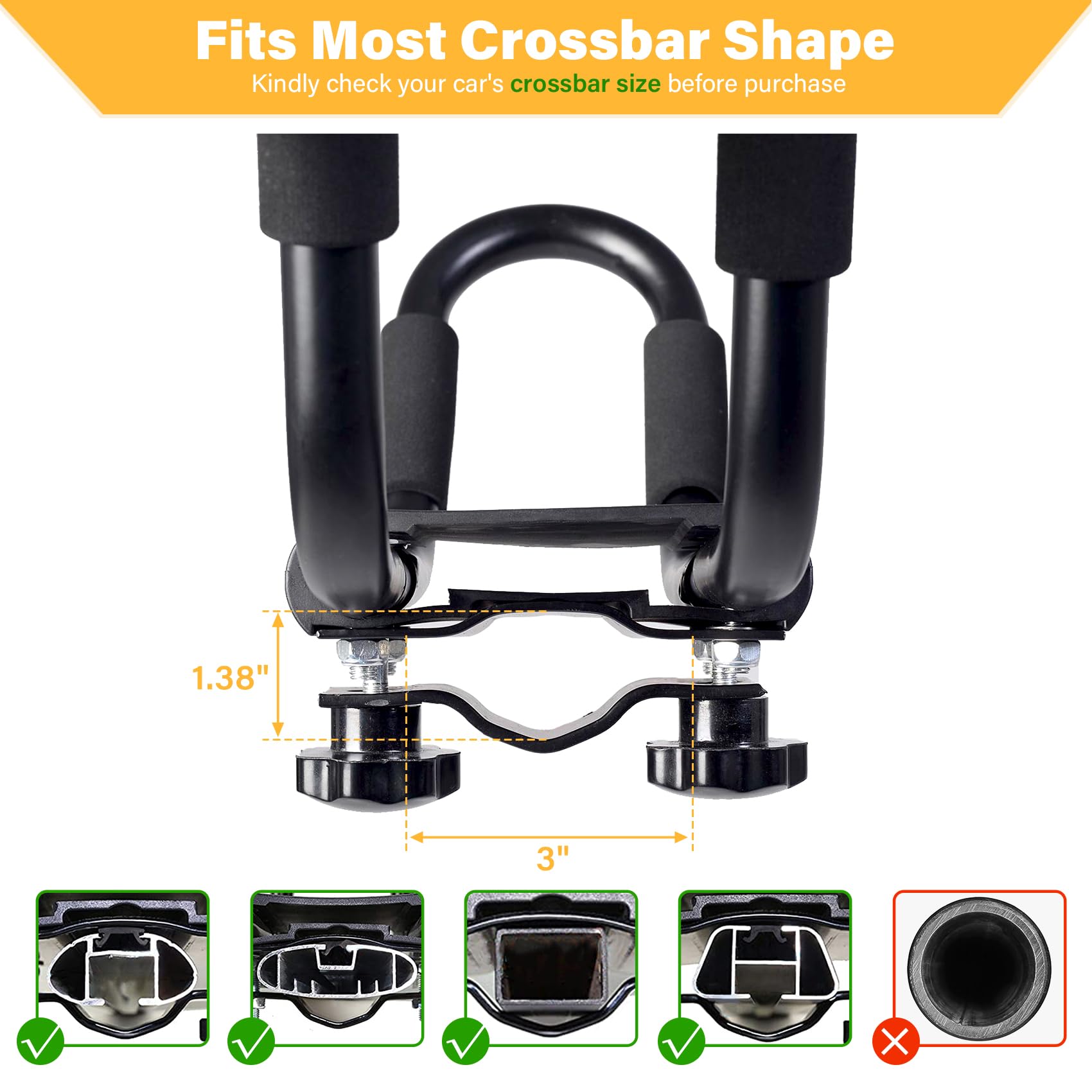 PIRIPARA Kayak Roof Rack 2 Pairs J-Bar Carrier Holder for Canoe, SUV, Cars, Truck, Surf Ski, Car Top Mount Racks for Trip, Set of 4