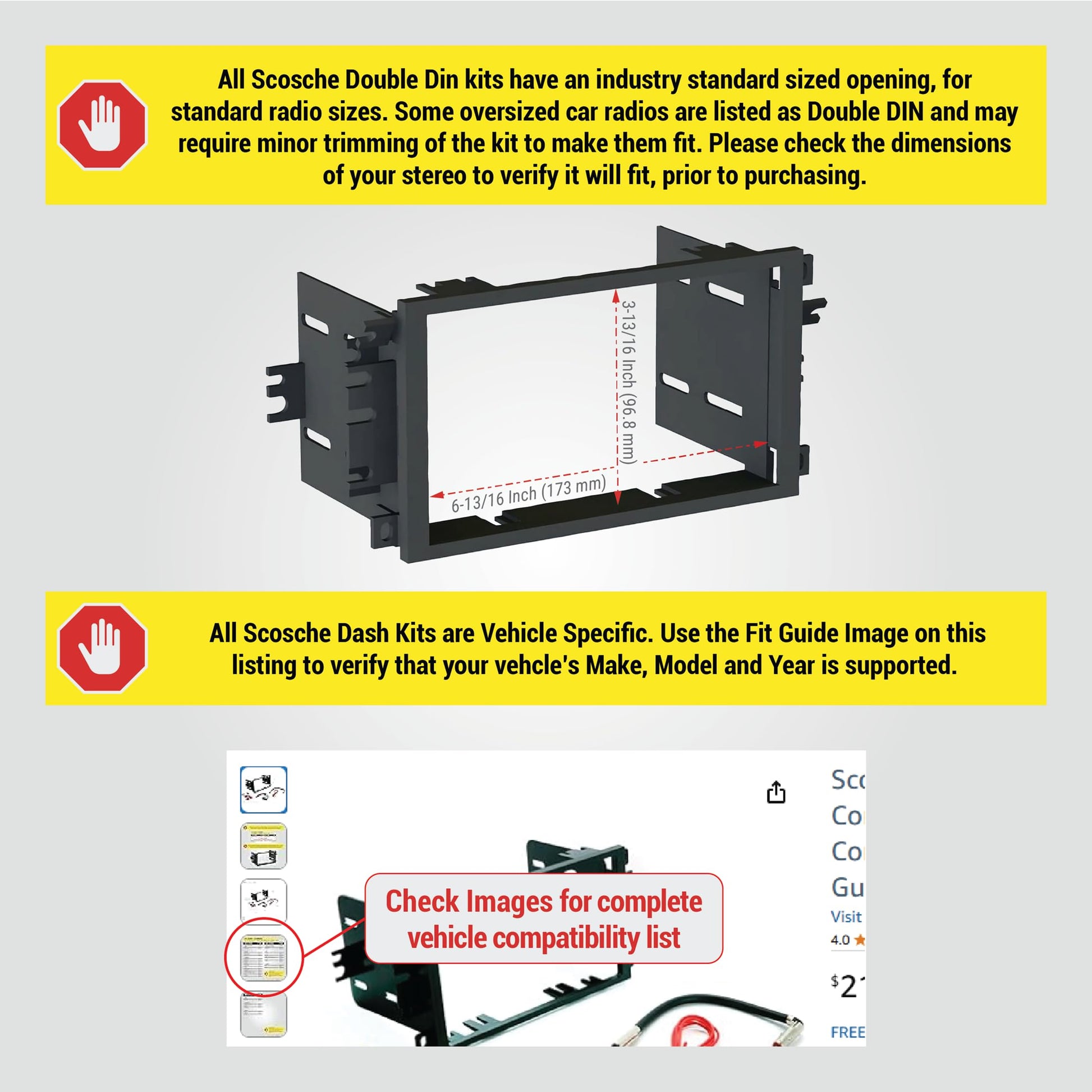 Scosche ICGM8BN Double DIN Radio Installation Dash Kit Compatible with Select 1992-2012 General Motors Vehicles - Complete Basic Aftermarket Car Stereo Install Kit - See Fit Guide Image for Vehicles