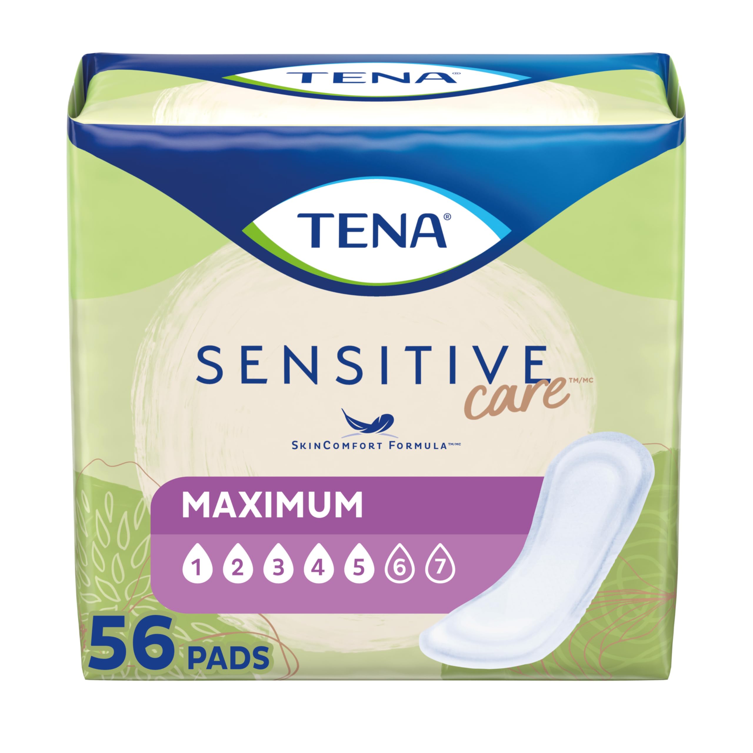 TENA Sensitive Care Inkontinenz-/Blasenkontrolleinlagen für Damen, maximale Saugfähigkeit, normale Länge, 56 Stück