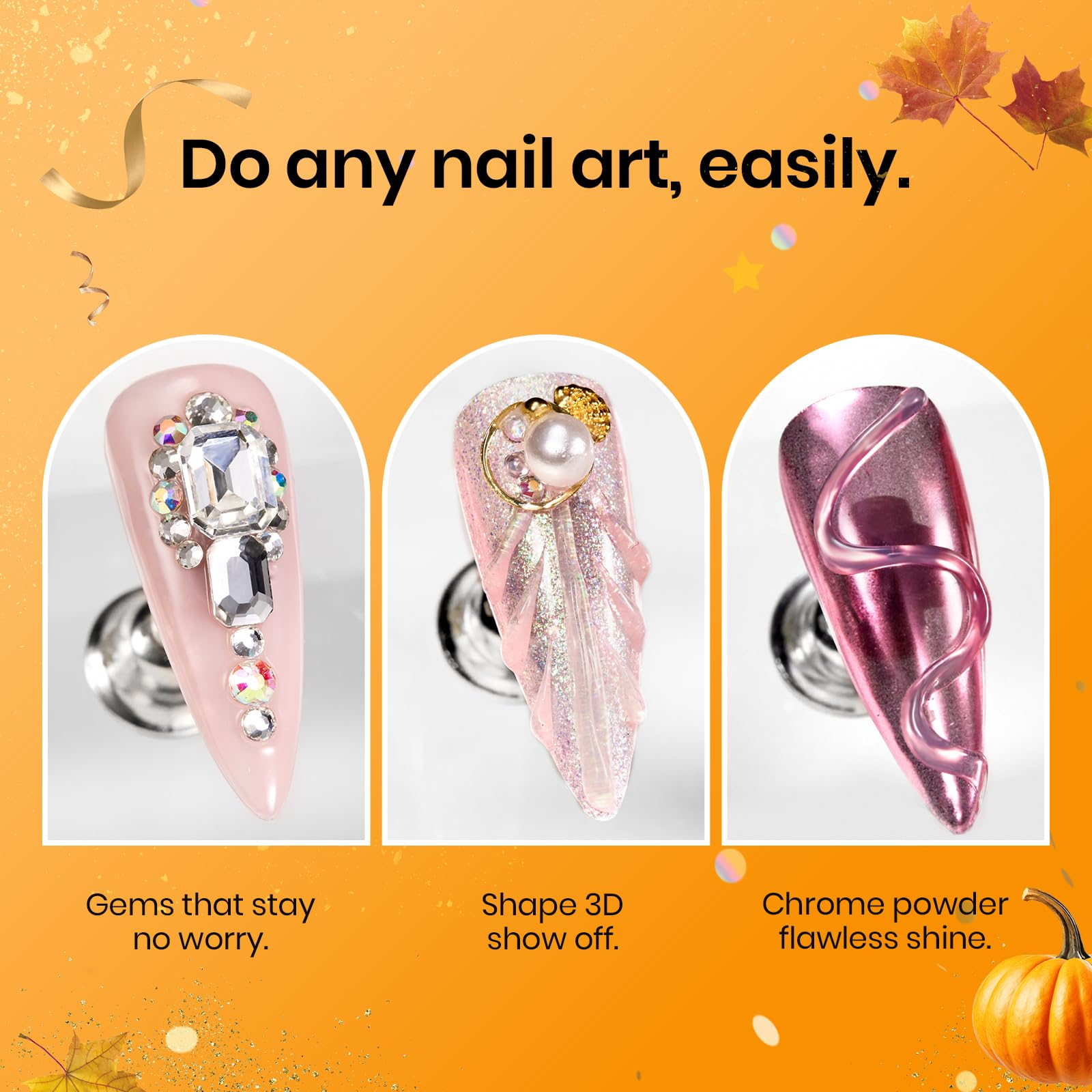 Beetles Sculpting Gel 3D Gel Nail Art Design - 3 in 1 Clear No Wipe Nail Polish Rhinestone Nail Art Glue for Nail Gems Diamond Jewelry Manicure