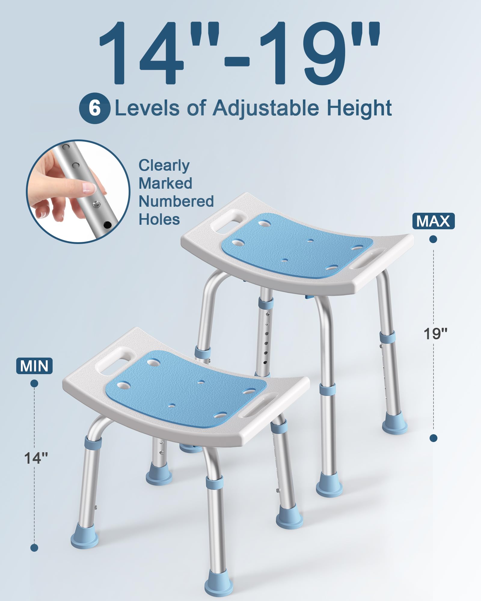 HOMLAND Shower Chair for Inside Shower, 400 lbs Adjustable Shower Stool with Suction Feet, Shower Seat for Inside Tub Bathroom Bench Bath Chair for Elderly and Disabled