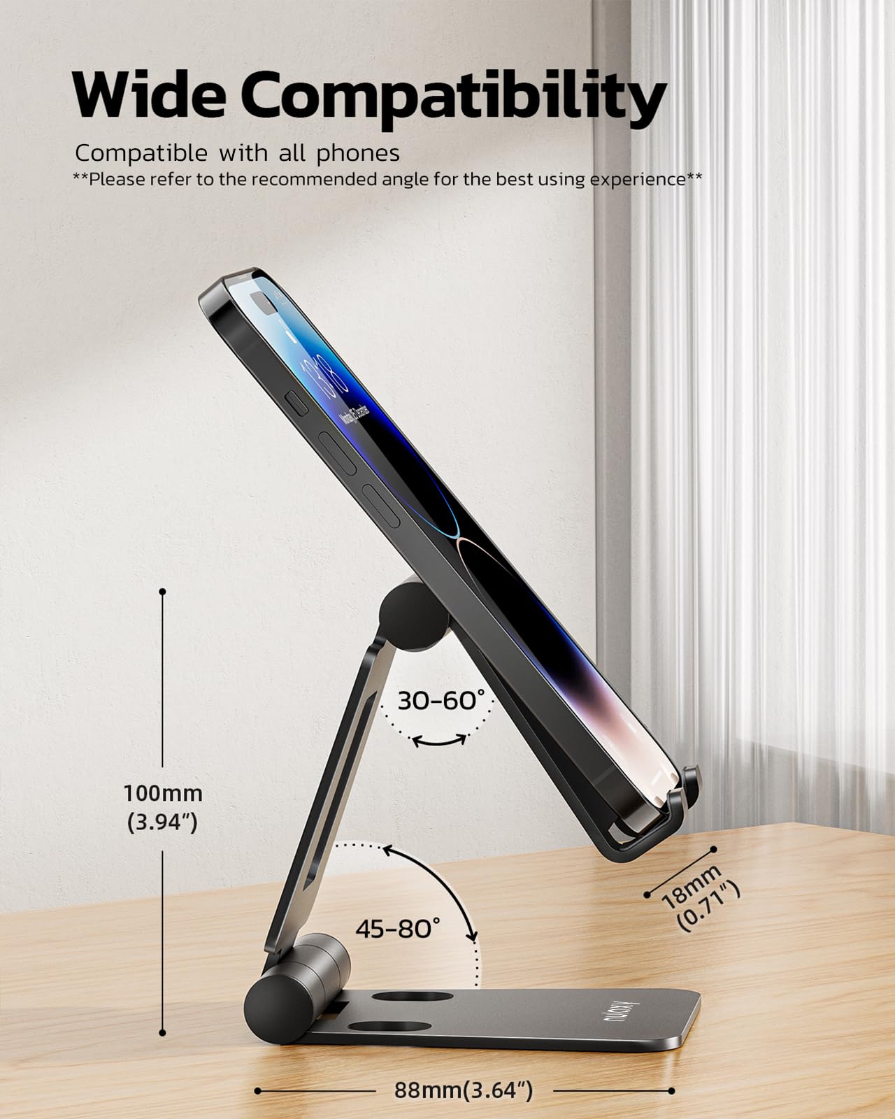 Nulaxy Dual Folding Cell Phone Stand, Fully Adjustable Foldable Desktop Phone Holder Cradle Dock Compatible with Phone 16 15 14 13 12 11 Pro Xs Xs Max Xr X 8, Nintendo Switch, All Phones