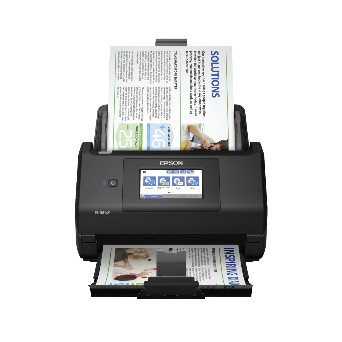 Epson Workforce ES-580W Wireless Color Duplex Desktop Document Scanner for PC and Mac with 100-sheet Auto Document Feeder (ADF) and Intuitive 4.3" Touchscreen