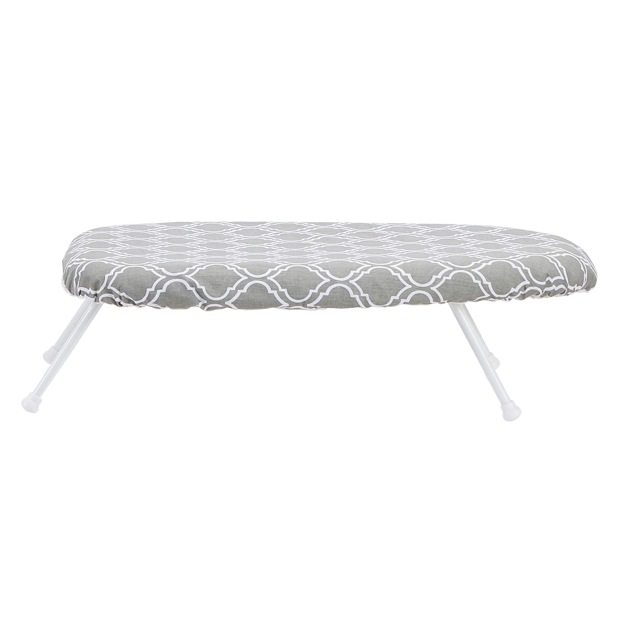 Amazon Basics Compact Tabletop Ironing Board with Folding Legs - Trellis Removable Cover, Chevron, 23.6"L x 7.1"W x 14.3"H