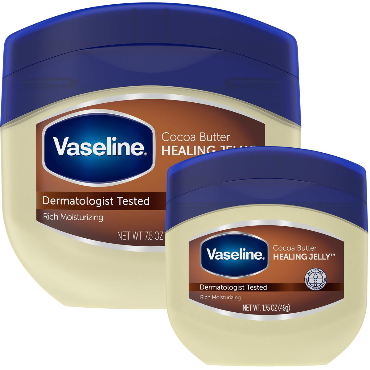 Vaseline Cocoa Butter Healing Jelly Variety Pack, 2 Sizes (7.5 Oz & 1.75 Oz) - Rich Moisturizing Ointment, Protectant & Moisturizer for Dry Skin
