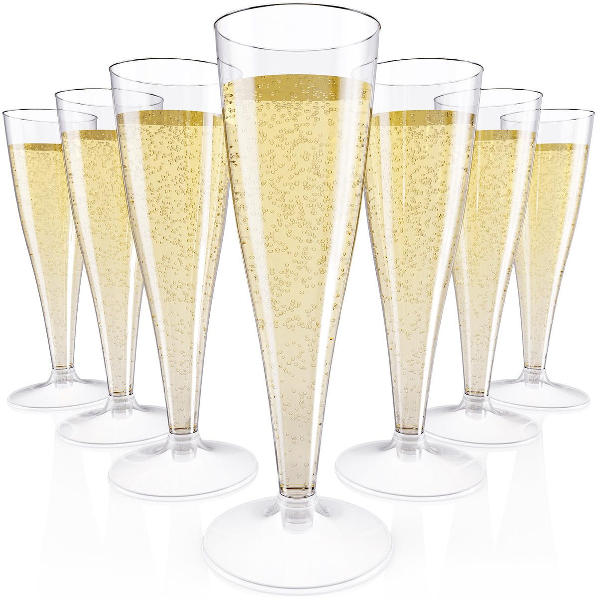 JOLLY CHEF 100 Pack Plastic Champagne Flutes Disposable 4.5 oz Clear Plastic Champagne Glasses Perfect for Wedding, Thanksgiving Day, Christmas