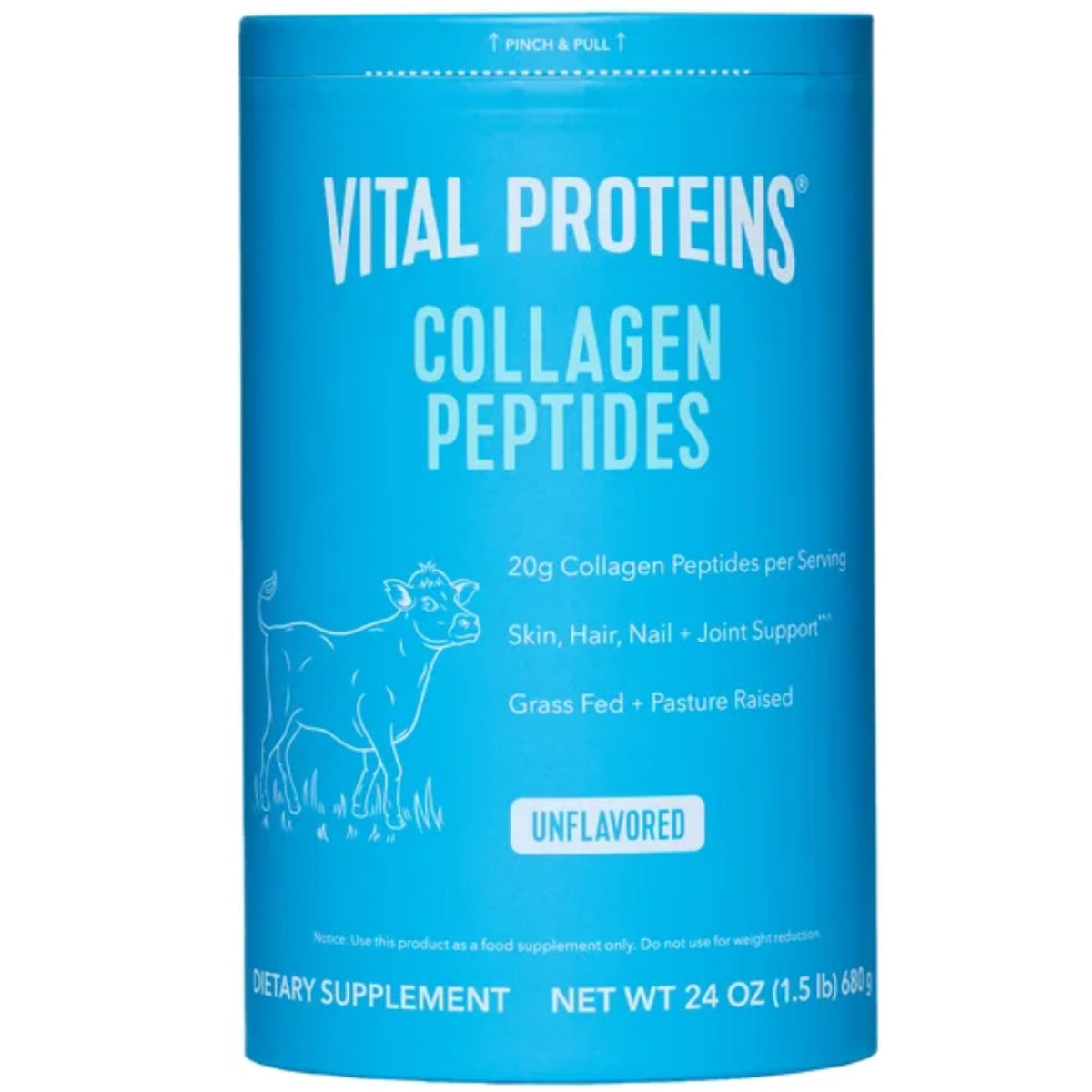 Vital Proteins Natural Whole Nutrition Collagen Peptides - Pasture Raised, Grass Fed, Paleo Friendly, Gluten Free, Single Ingredient - 24 Ounce