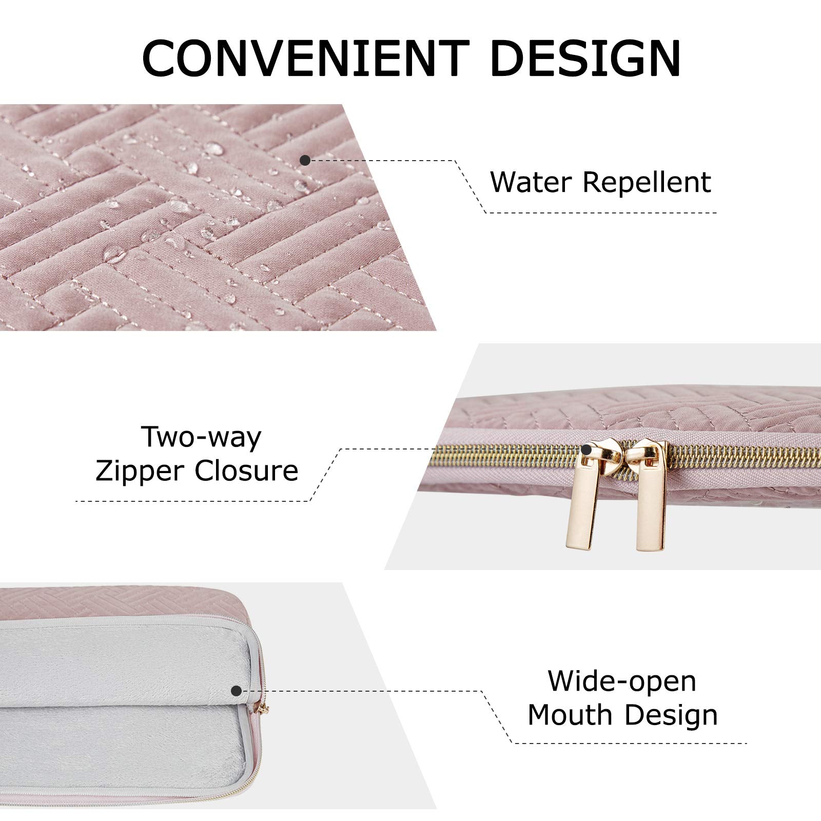 BAGSMART Laptop Sleeve Bag Compatible with MacBook Air/Pro, 13-13.3 inch Notebook, Compatible with MacBook Pro 14 Inch, MacBook Air M2 Sleeve 13 Inch, Repellent Protective Case with Pocket, Pink