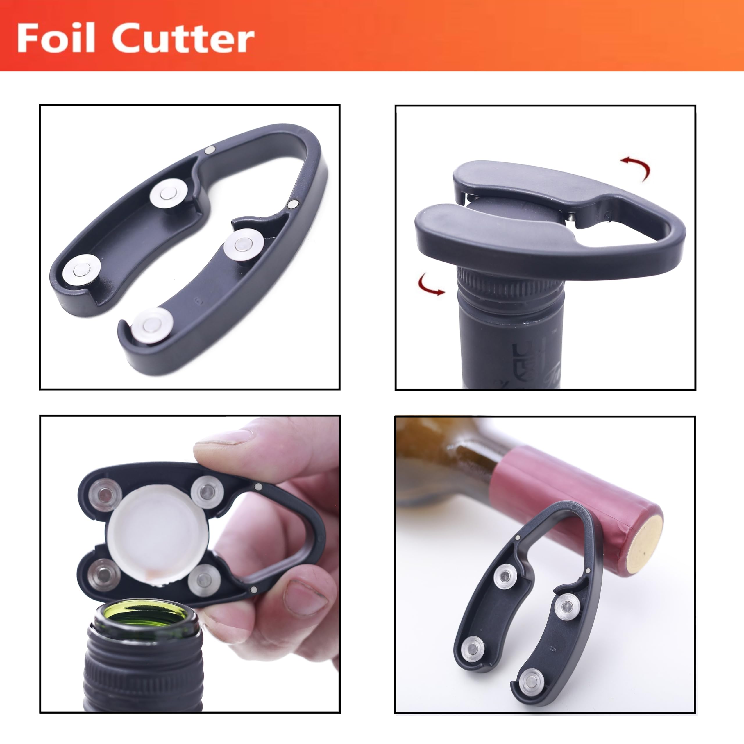 Air Pressure Pump Bottle Opener With Foil Cutter,Aerator Pourer,Vacuum Stopper(4PCS),Simple Cork Remover,Efficient Corkscrew Bottle Opener,Great For Wine Lovers,Perfect Wine Gift.