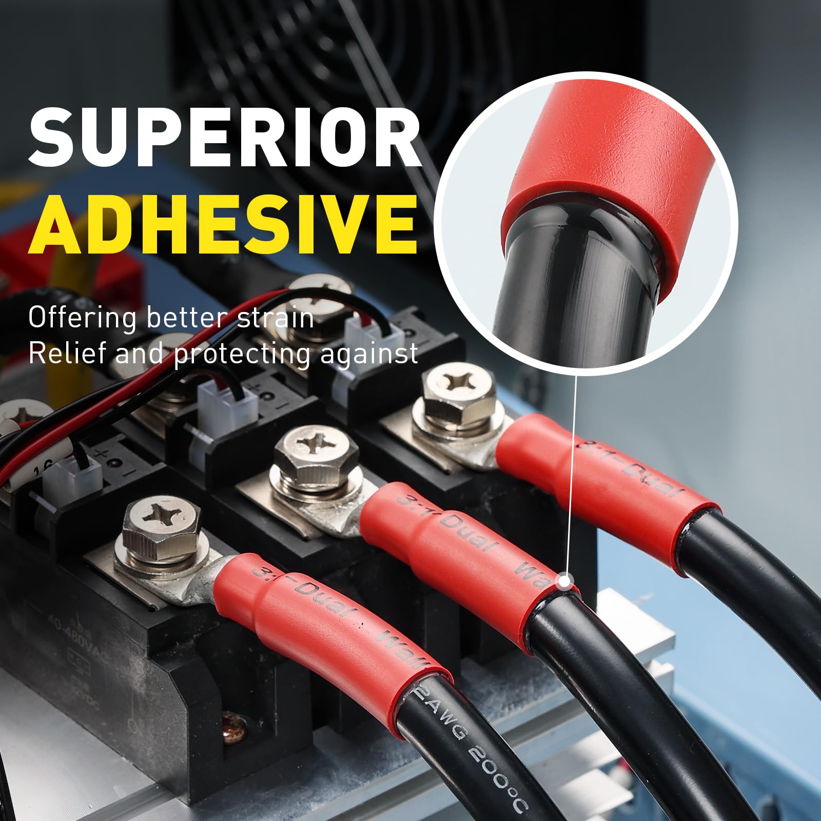 haisstronica 3:1 Heat Shrink Tubing Kit, Adhesive Lined Marine Resistant Grade Shrink Wrap - 1.75"length 6 Size Perfect for Home and Industrial, 1/8"-3/4" 220PCS - Black, Red