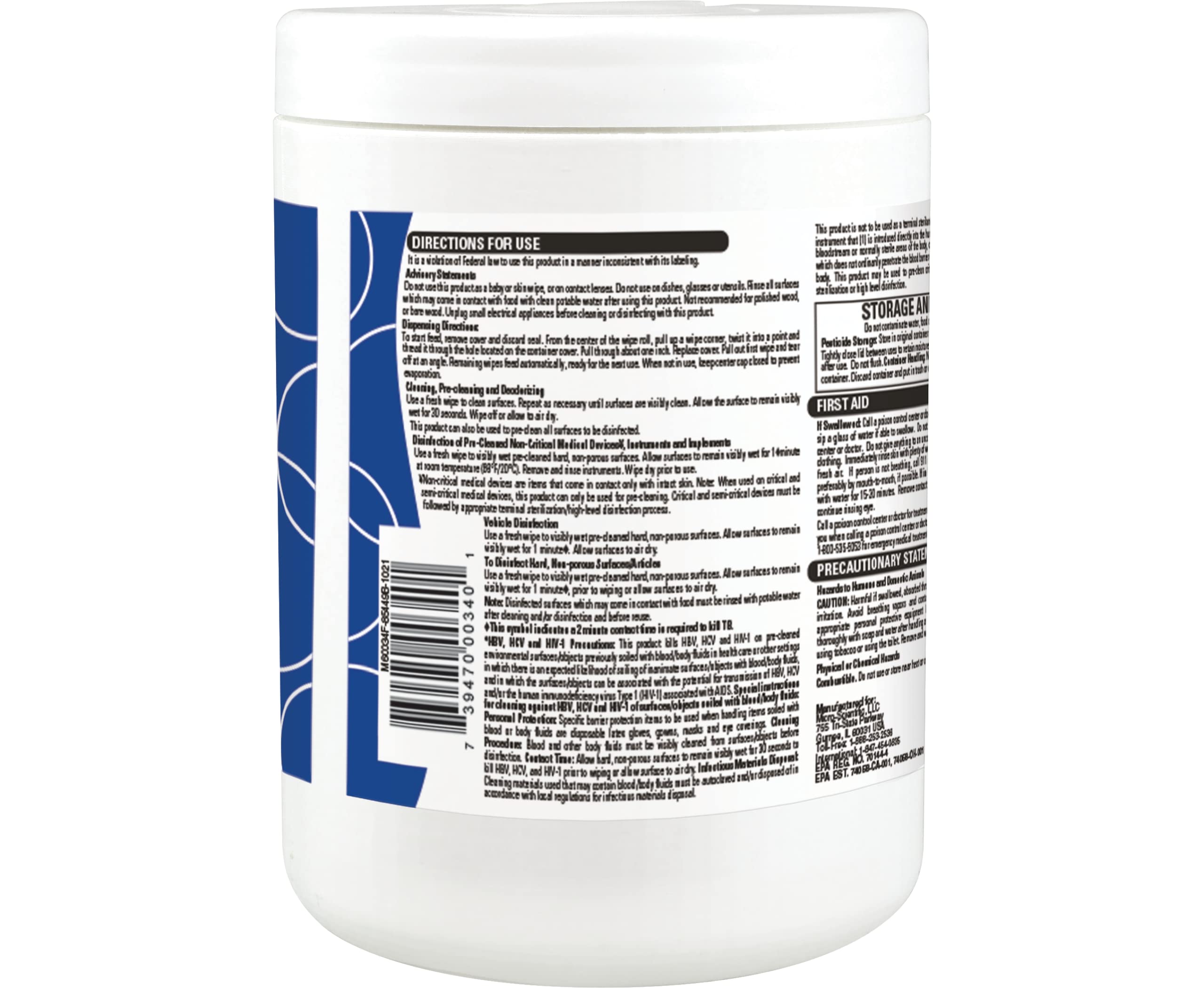 Micro-Scientific Opti-Cide Max Disinfecting Wipes (2 Pack) - 320 Wipes - Hospital Grade EPA Registered Disinfectant Cleaner