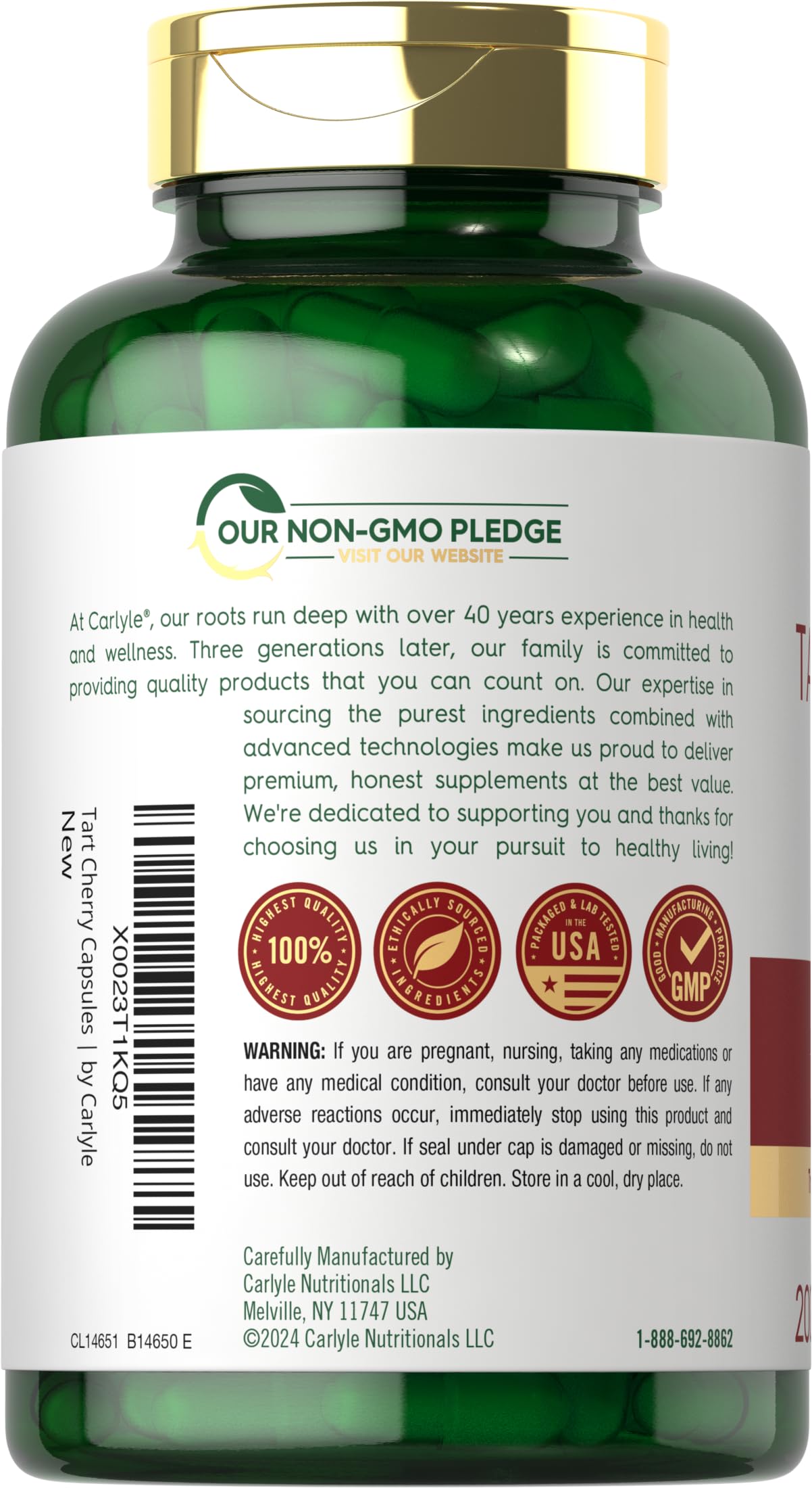 Carlyle Tart Cherry Capsules | 10,500mg | 200 Pills | Max Potency | Non-GMO, Gluten Free | Tart Cherry Juice Extract
