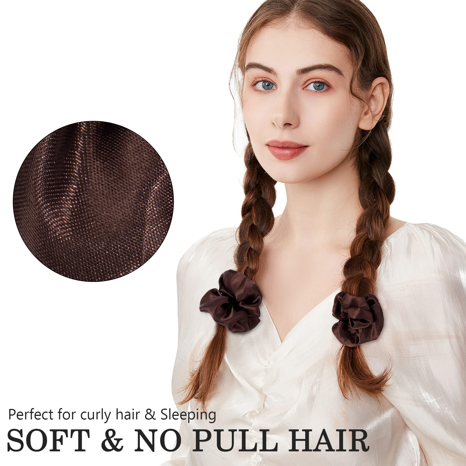 ADRIONE Satin Scrunchies for Women & Girls - 60 Pack Silk Scrunchies for Curly Hair