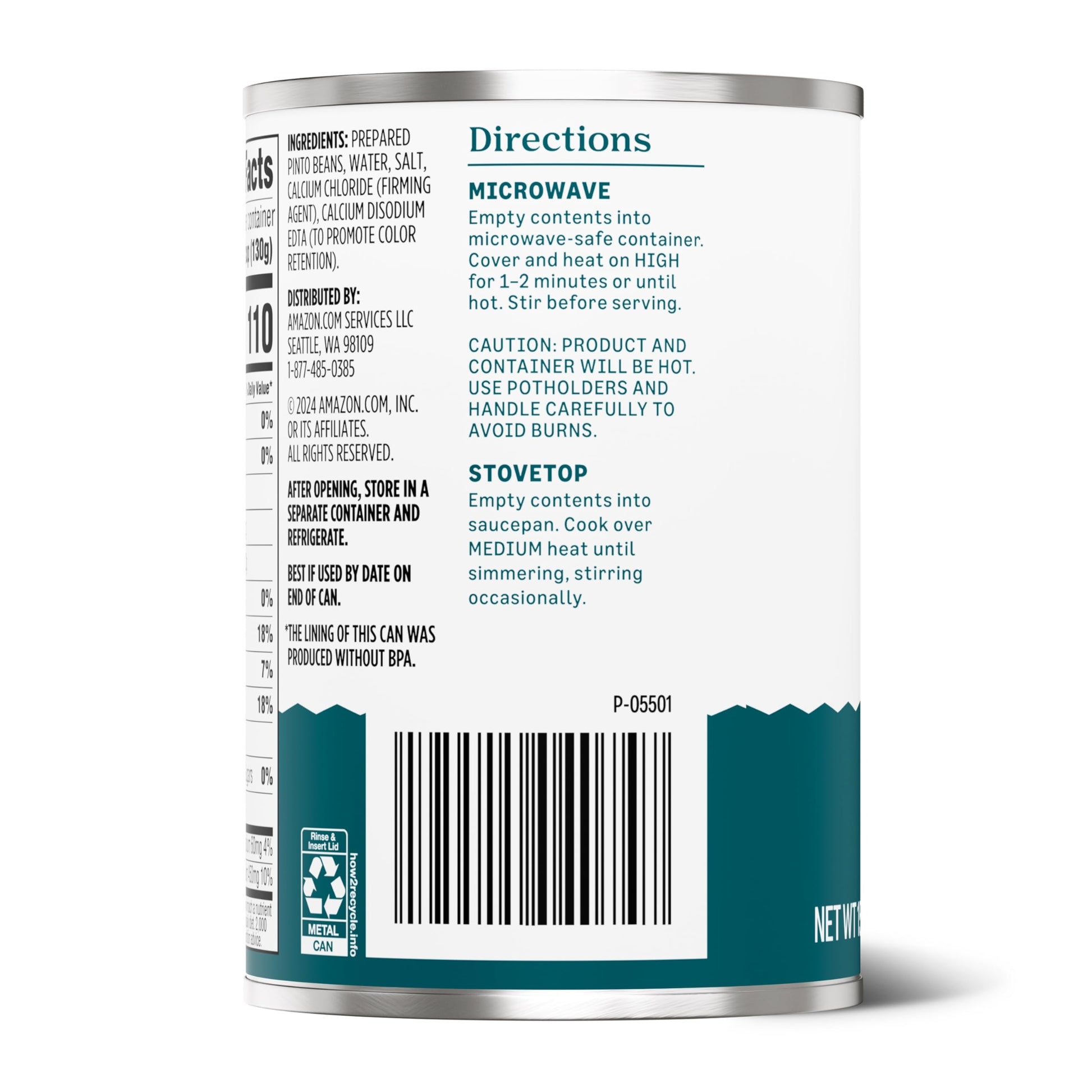 Amazon Grocery, Canned Pinto Beans, 15.5 Oz (Previously Amazon Fresh, Packaging May Vary)