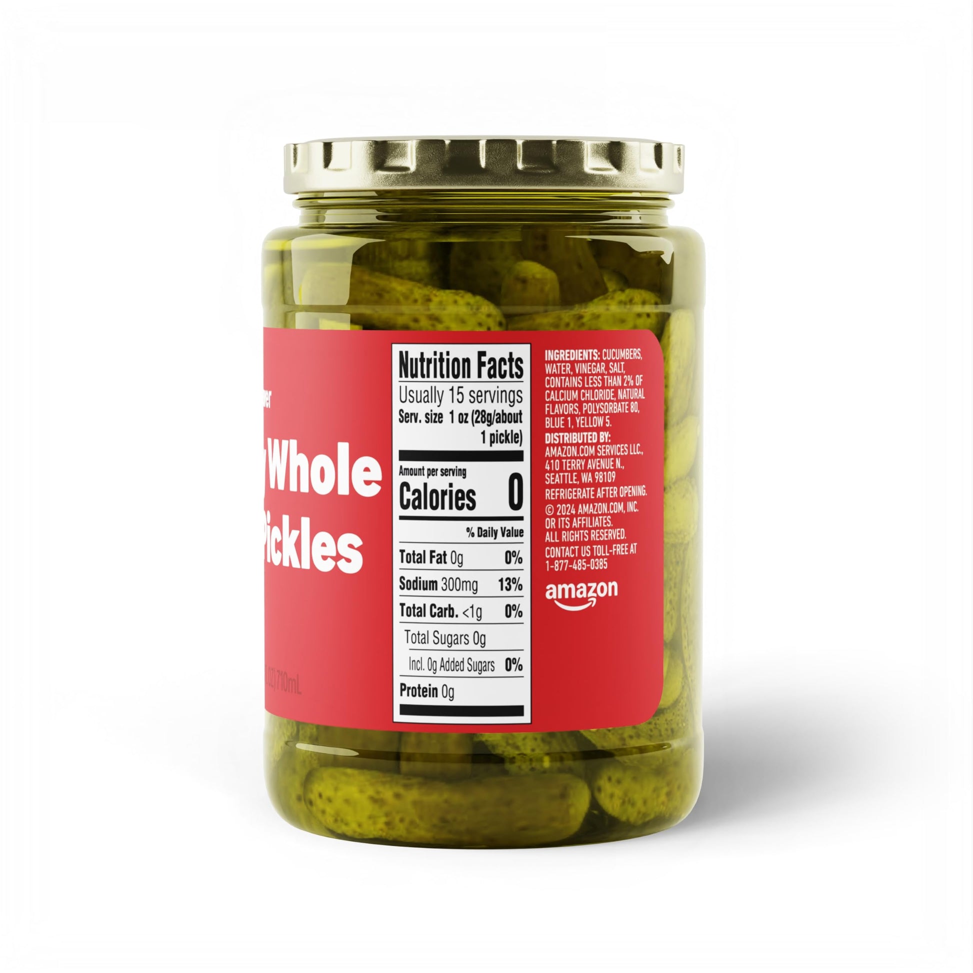 Amazon Saver, Kosher Baby Whole Dill Pickles, 24 Fl Oz (Previously Happy Belly, Packaging May Vary)