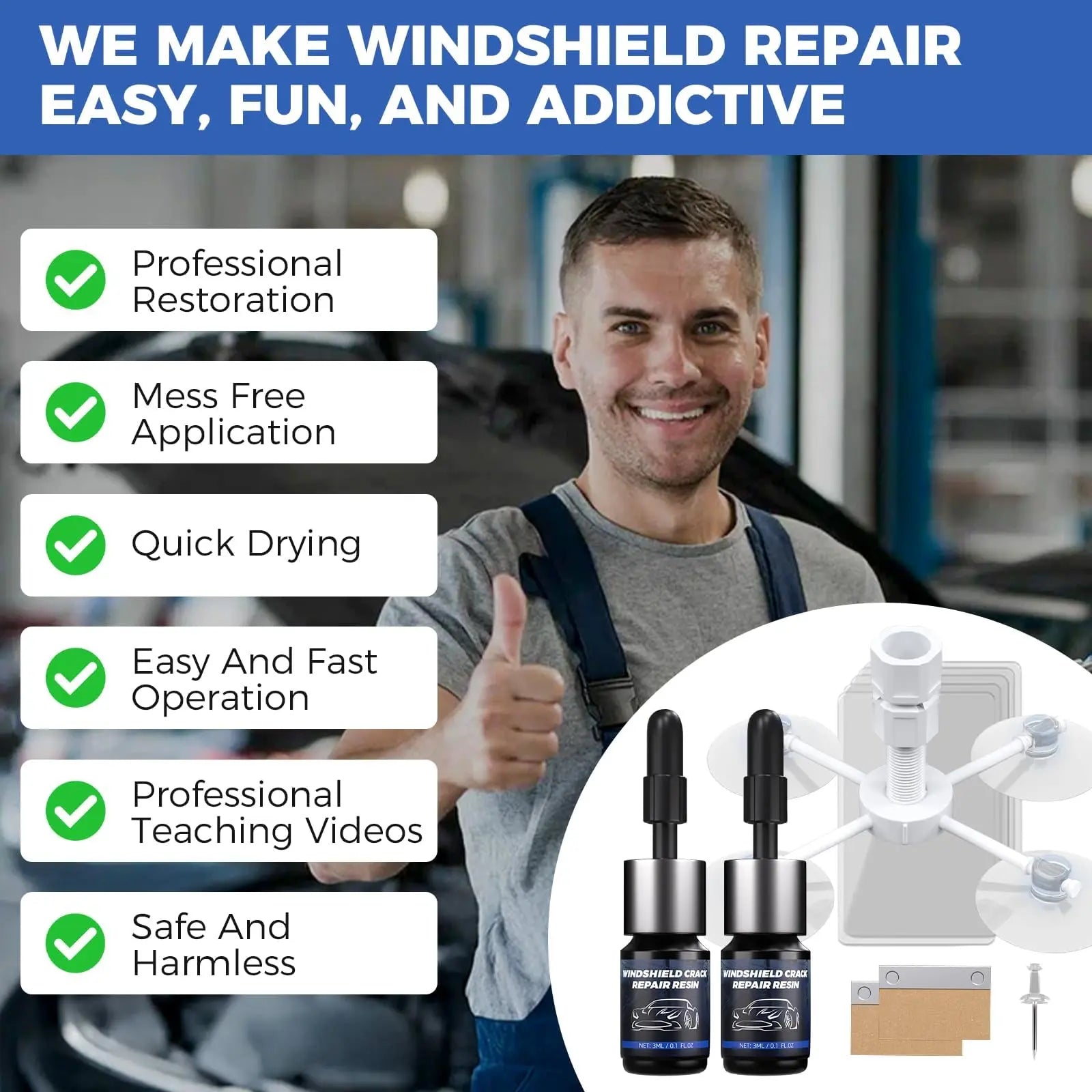 NASILOOP Windshield Repair kit, Windshield Crack Repair Resin Kit