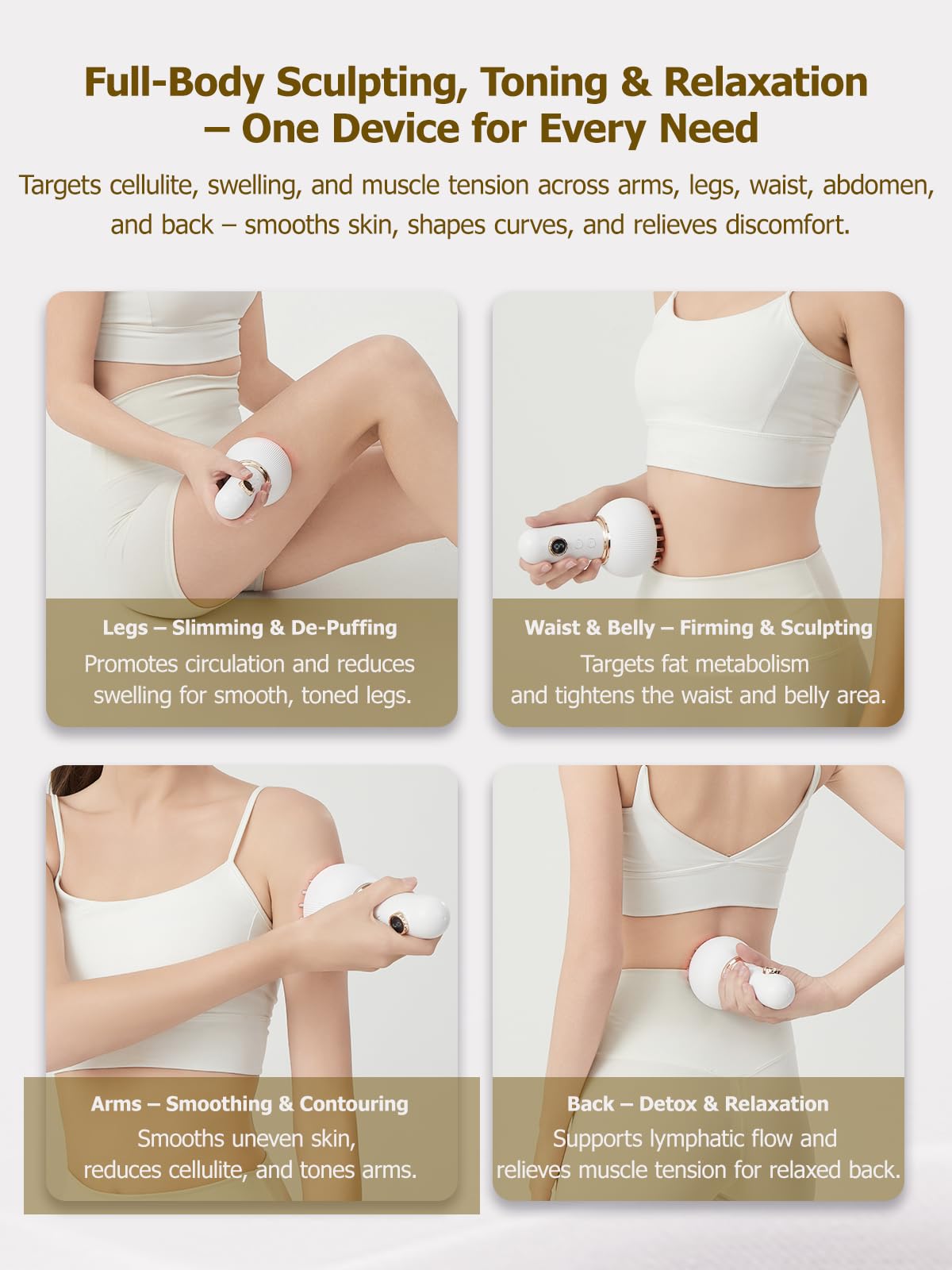 Yuonry Lymphatic Drainage Massager & Anti Cellulite Massage Tool, Helps Reduce Stretch Marks & Cellulite, for Legs, Arms & Belly, Body Sculpting Machine with Microcurrent, Light, Heat & Vibration