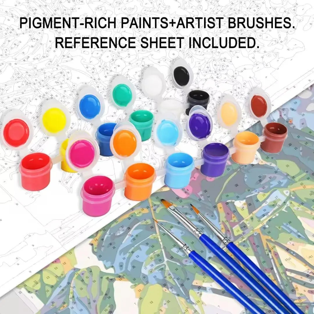 Tucocoo Hydrangea in Glass Vase Window Landscape Paint by Numbers for Adults Beautiful Flower DIY Paint by Numbers Acrylic Paint Canvas Colorful Flowers Painting Kits Art 16x20 Inch（Without Frame）