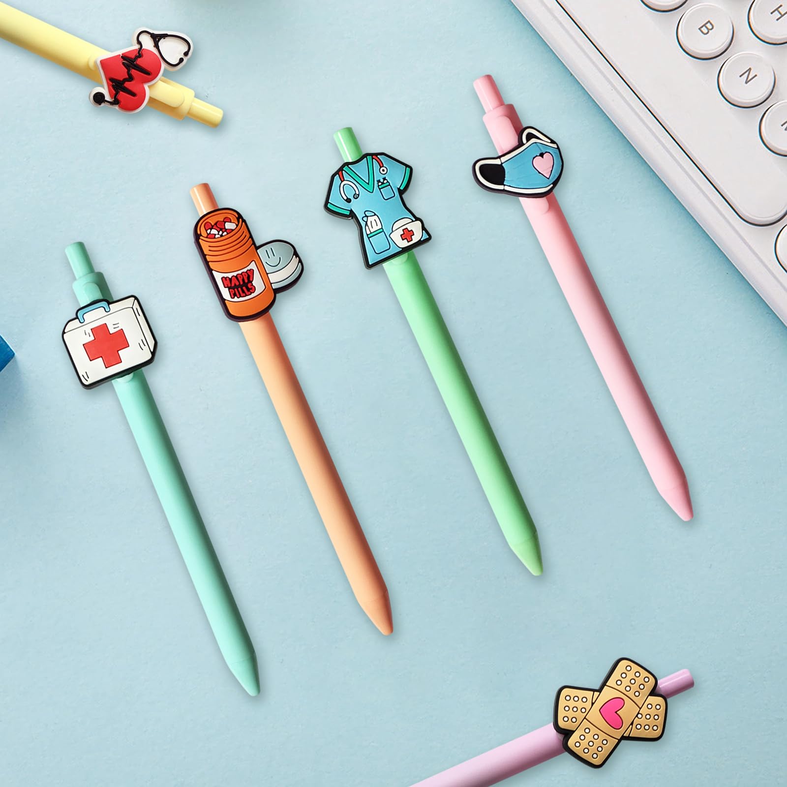 LSLSHY Cute Nurse Pens Funny Nurse Accessories for Work Aesthetic Gel Pen Black Ink Set for Cna Rn Medical Assistant Nursing Student Essentials Nurse Week Gifts Appreciation Gift