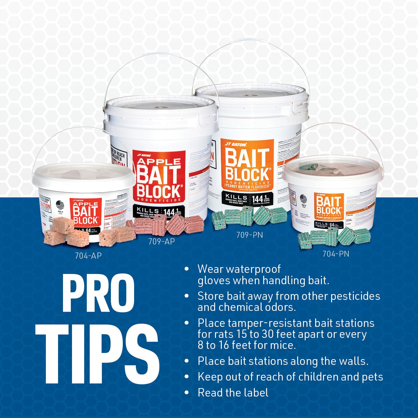 Bait Block Apple Flavor Rodenticide - 9 lb. Pail - Effective Rodent Control Bait Blocks - Long-Lasting and Easy to Use
