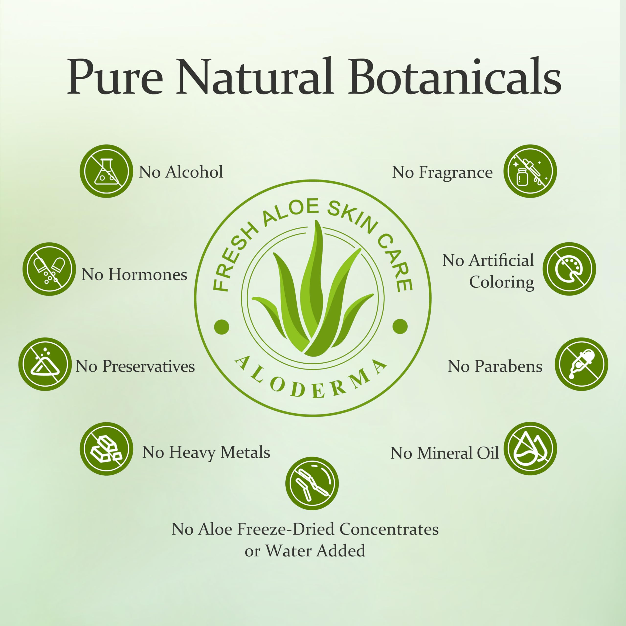 Aloderma 99% Organic Aloe Vera Gel Made within 12 Hours of Harvest - Lightweight, Non-Sticky Aloe Gel for Face Body, Hair, & Scalp, After Sun Relief, Natural, Soothing Hydrating Aloe Gel, 10.6oz