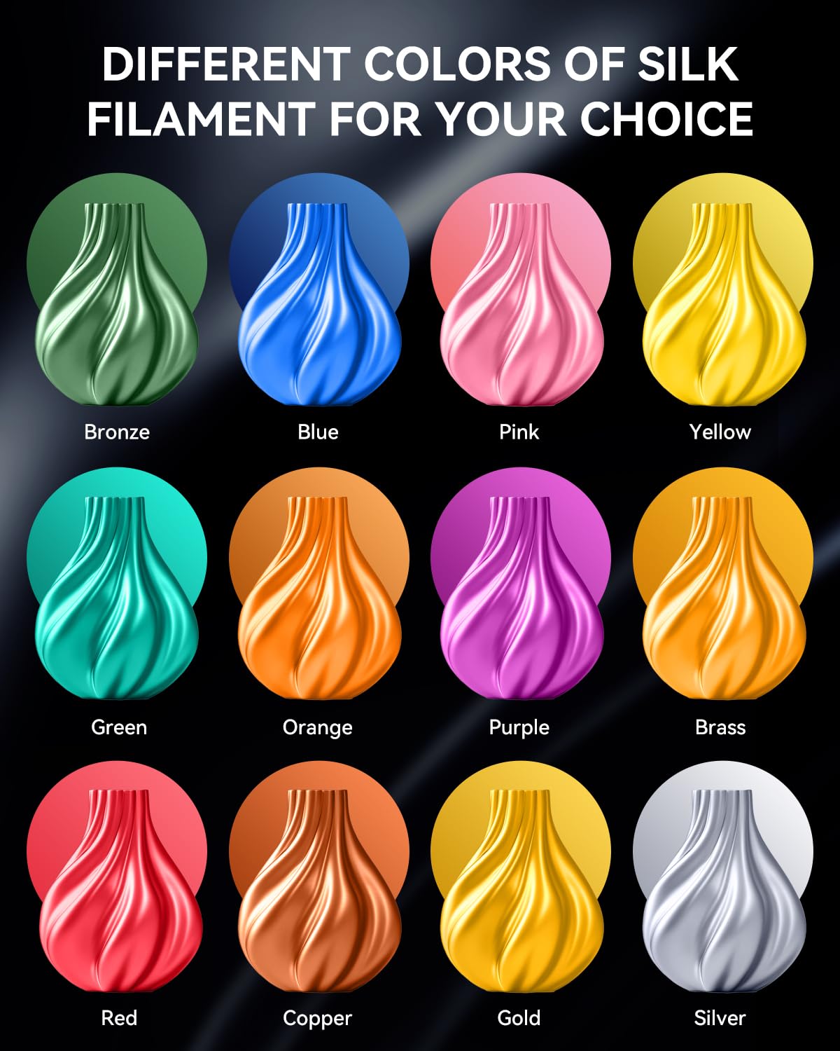 SUNLU 3D Printer Silk Filament,Shiny Silk PLA Filament 1.75mm, Smooth Silky Surface, Great Easy to Print for 3D Printers, Dimensional Accuracy +/- 0.02mm, Silk Light Gold 1KG