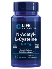 Life Extension N-Acetyl-L-Cysteine (NAC), Immune Response, Respiratory Health, Liver Health, NAC 600 mg, antioxidant Defense, Free radicals, Easy to Absorb, 60 Capsules