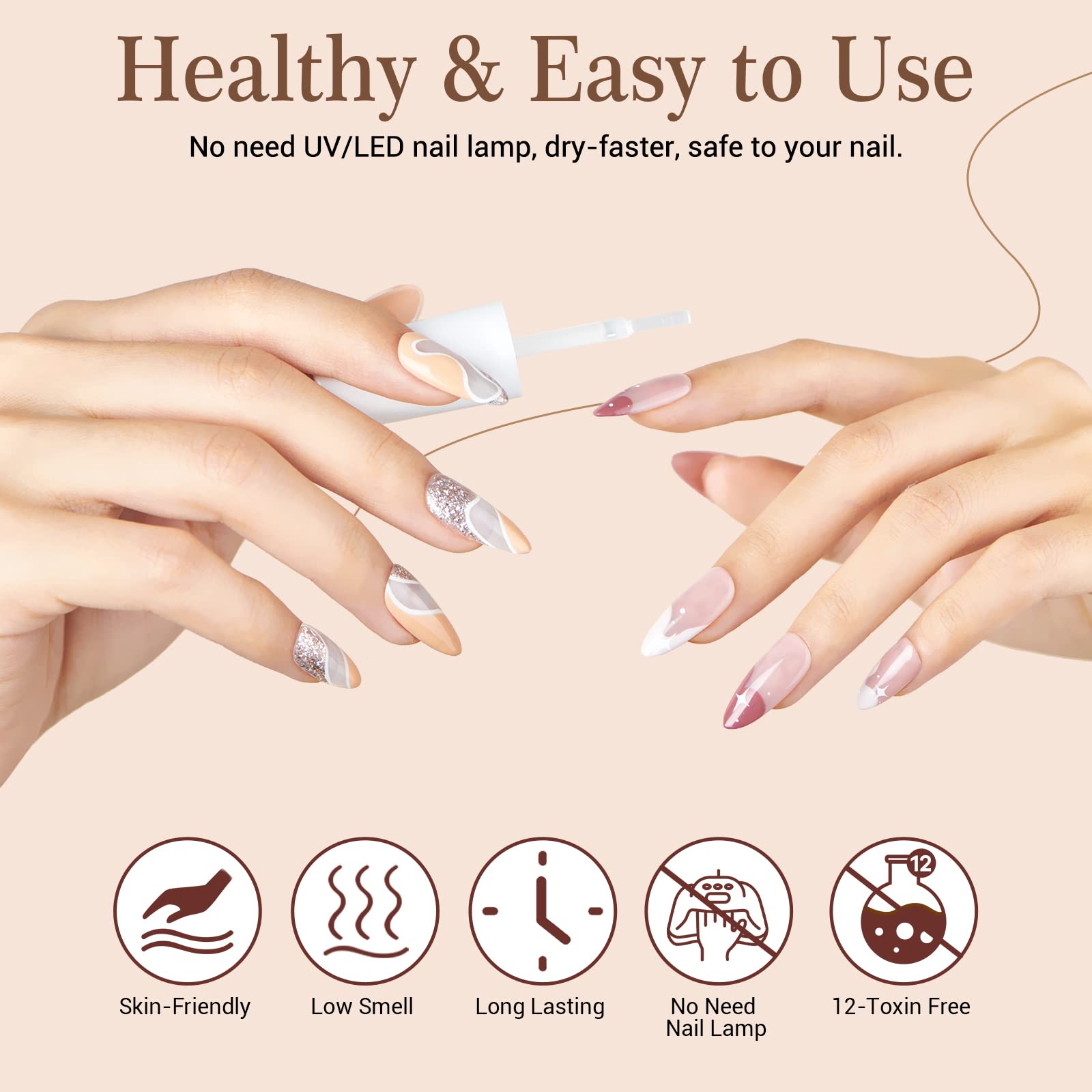 AZUREBEAUTY Dip Powder Liquid Set 15ml/0.5oz 8 Pcs Dipping Base Activator and Top Coat Brush Saver Nail File Necessary Tools for Dip Kit No Lamp Needed
