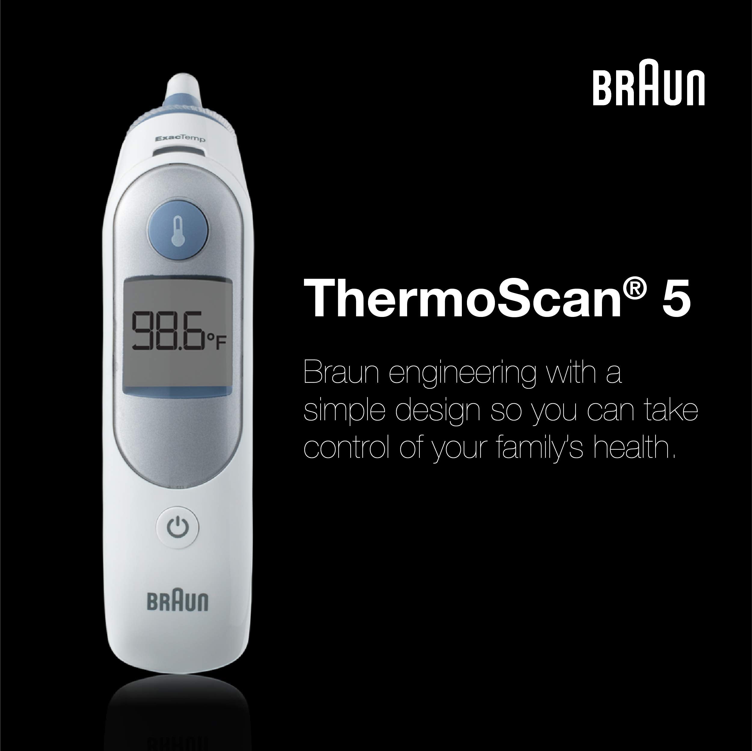 Braun ThermoScan 5 Ear Thermometer, ExacTemp Stability Indicator, Professional Accuracy, Baby & Infant Friendly, Recommended by Pediatricians