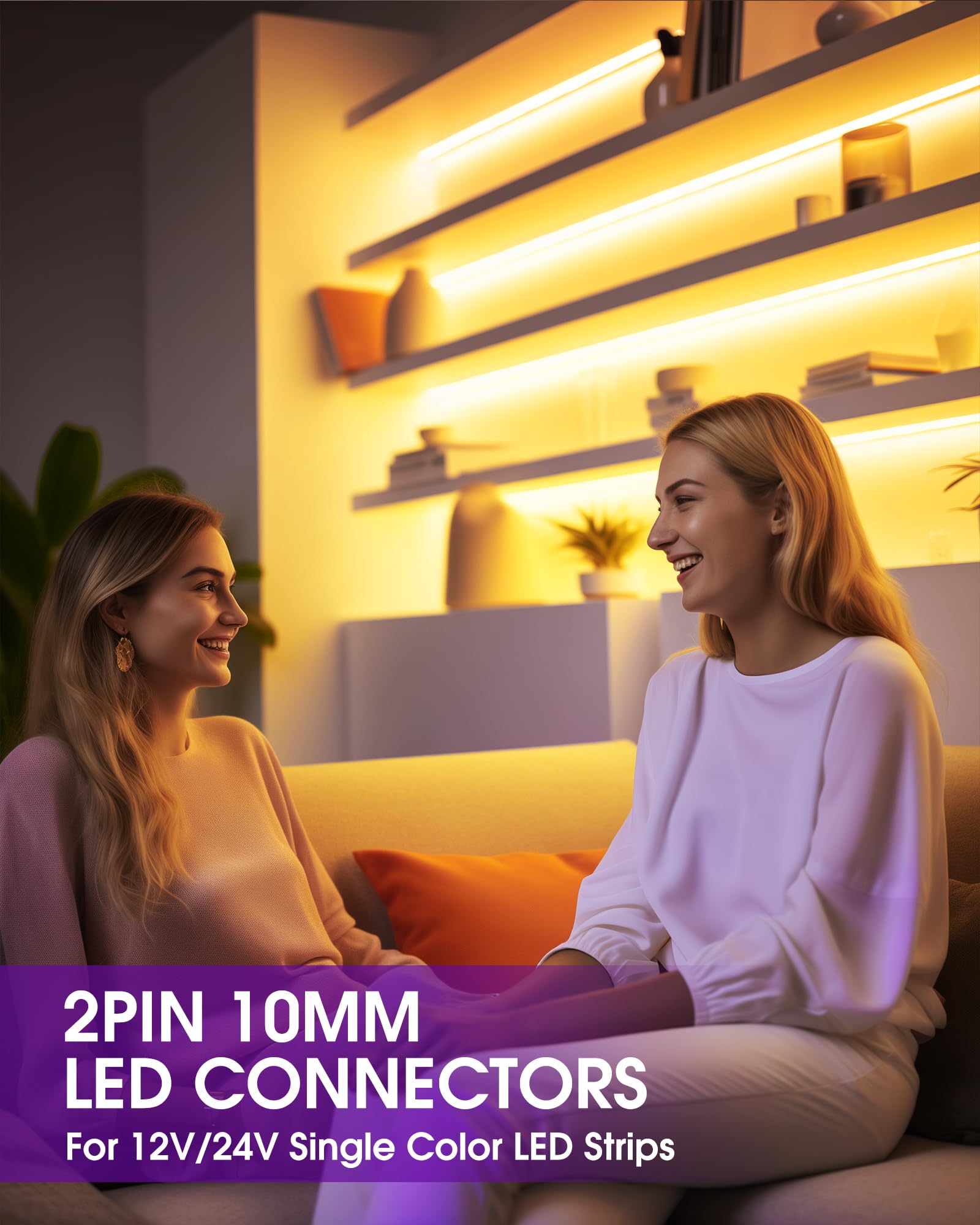 HitLights 12 Pack LED Connector 2 Pin 10mm Solderless LED Tape Lights Connector Transparent LED Strip Lights Connectors with Screwdriver Strip to Wire for 12V 24V Single Color LED Light Strips