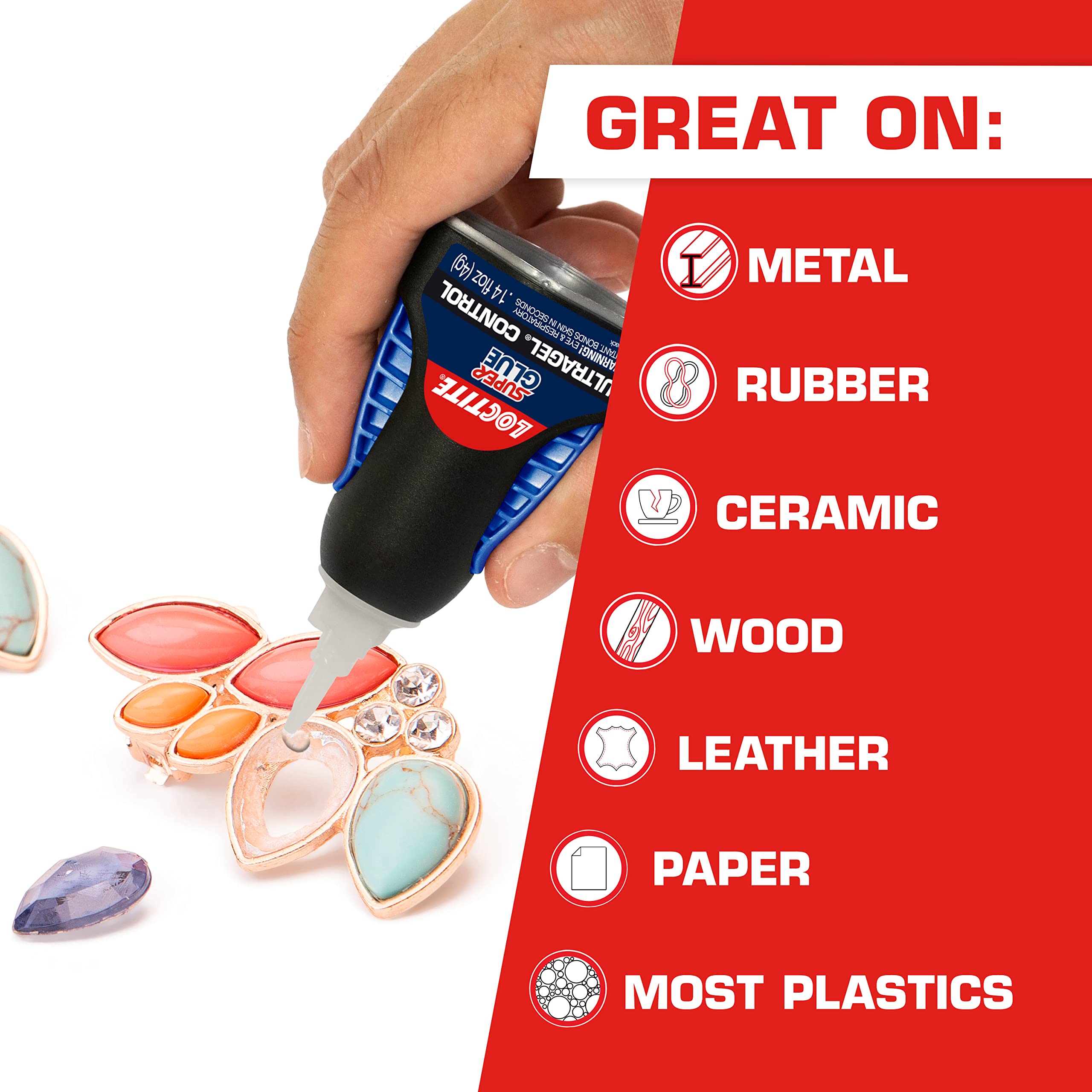 Loctite Super Glue Ultra Gel Control, Clear, 0.14 fl oz Bottle, 2 Pack - Superglue for Plastic, Wood, Metal, Crafts & Repair, Cyanoacrylate Adhesive Instant Glue, Quick Dry