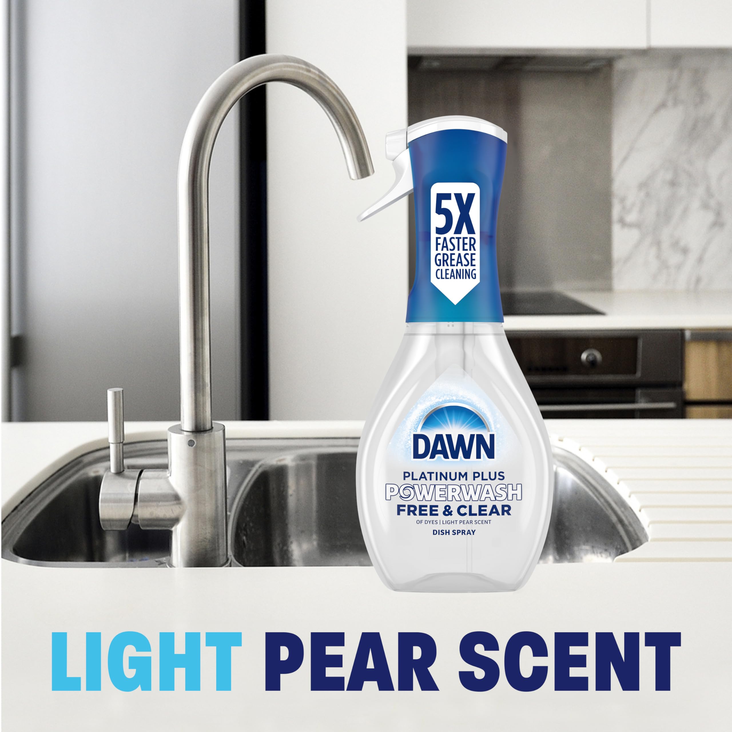 Dawn Powerwash Free & Clear Light Pear Dish Spray, Dish Soap Starter Kit, 16 Fl Oz