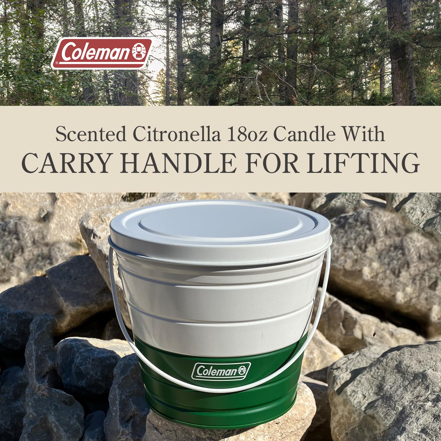 Coleman Citronella Candle 18oz – 30+ Hour Burn Time, Outdoor Candle with Single Wick & Recyclable Tin for Camping, Patio, & Backyard