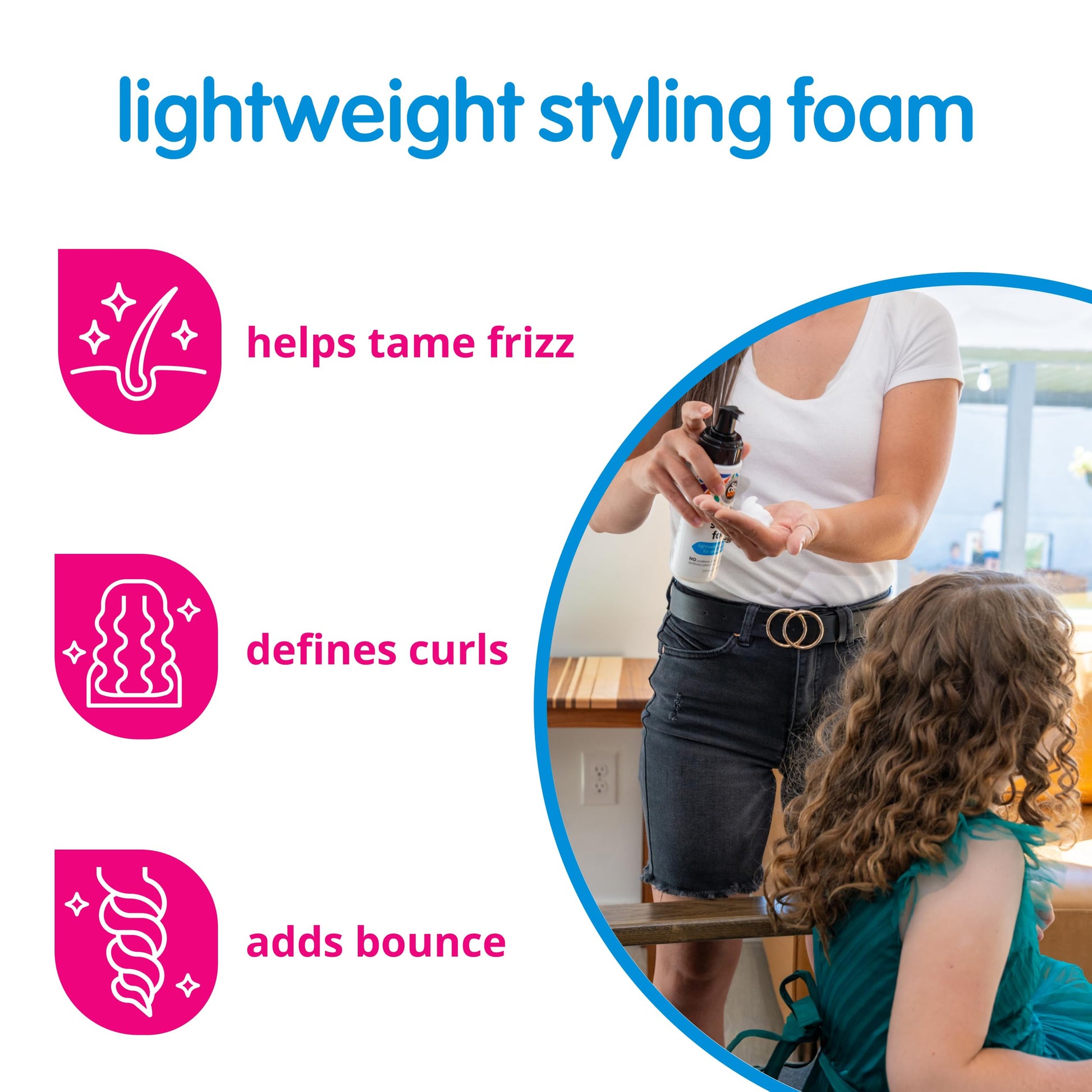 So Cozy Kids Sensitive Styling Foam - Sensitive Foam For Kids w/Straight or Curly Hair - Gentle Natural Hold Styler, Rosemary (6 fl oz)