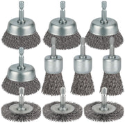 WENORA 10 Pcs Wire Brush for Drill, Coarse Carbon Steel Crimping Wire Wheel Brush, 1/4 Inch Hex Shank, Wire Cup Brush Drill Bit for Cleaning Rust, Stripping and Abrasive