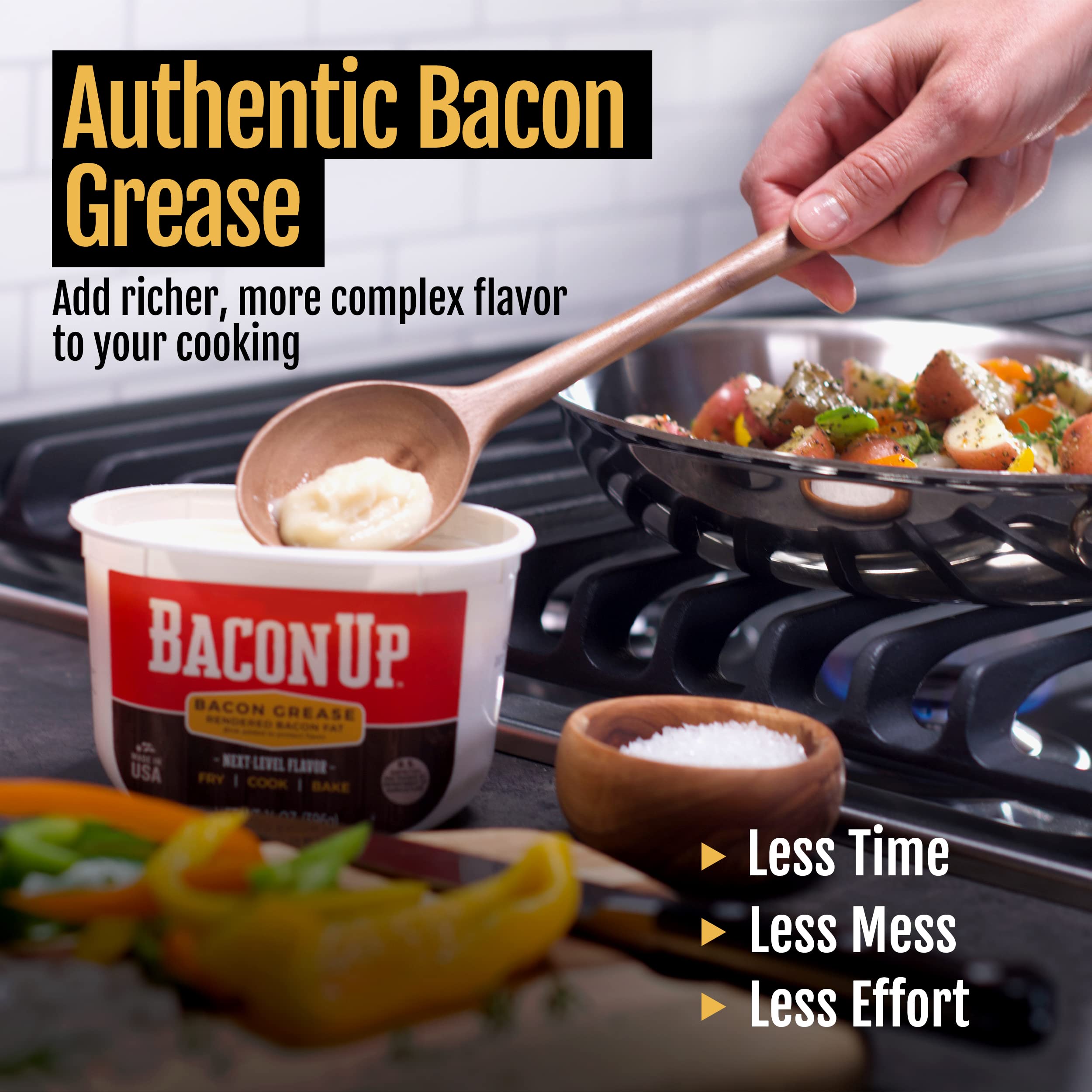 Bacon UpⓇ Bacon Grease for Cooking - 14 Ounce Tub of Authentic Bacon Fat for Cooking, Frying and Baking - Triple-Filtered for Purity, No Carbs, Gluten-Free and Shelf-Stable (2-pack)