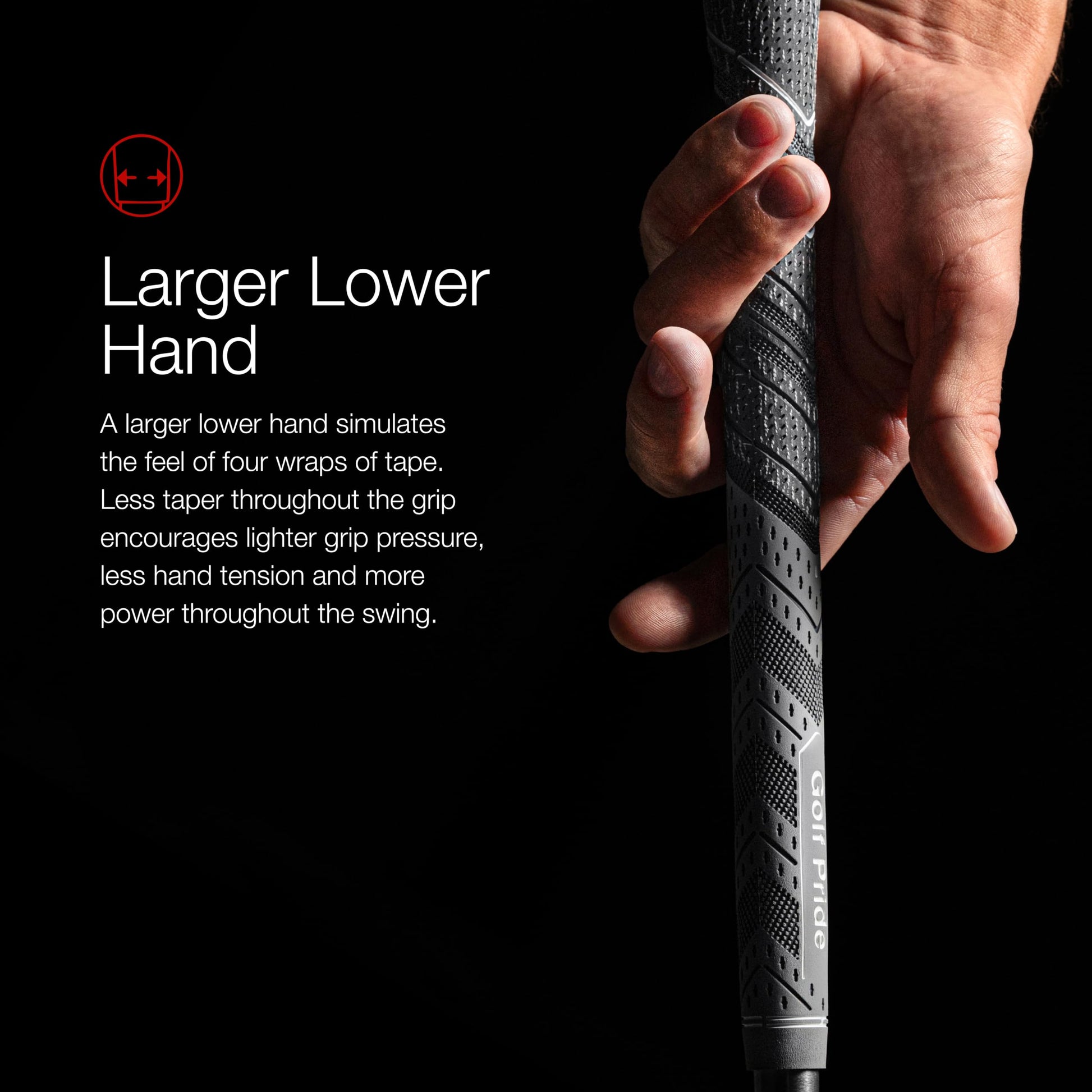 Golf Pride MCC Plus4 Golf Club Grip - All-Weather Hybrid Grip with Larger Lower Hand - Brushed Cotton Cord & Pebbled Texture - Midsize - Grey