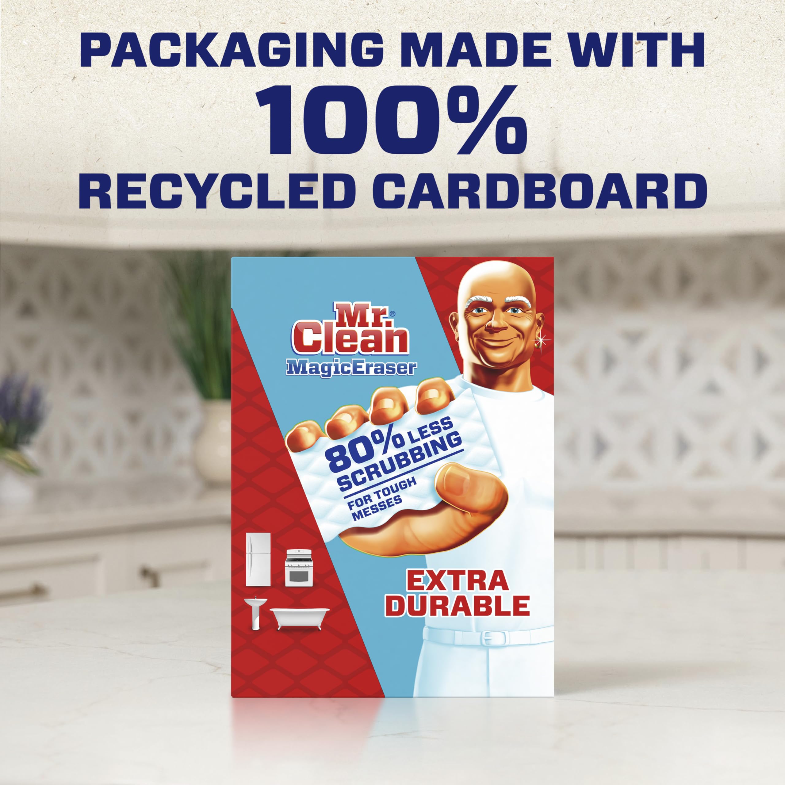 Mr. Clean Magic Eraser, Extra Durable, Multi Purpose Cleaner, Shoe, Bathroom, Shower, and Car Window and Windshield Cleaner, Cleaning Pads, 10 Count