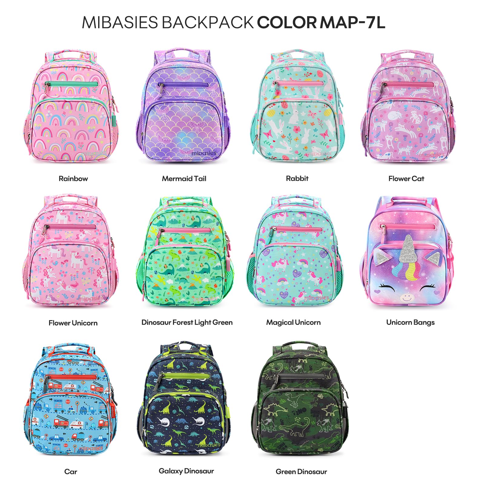 mibasies Toddler Backpack for Girls 2-4: Cute Kids Backpacks for Girls - Preschool Kindergarten Backpack - Rainbow Pink