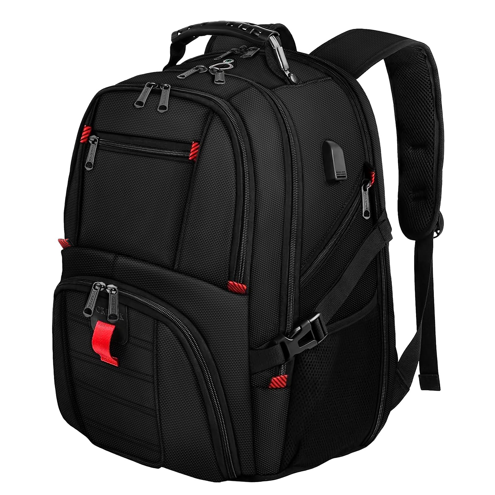 YOREPEK Travel Backpack, Extra Large 50L Laptop Backpacks for Men Women, Water Resistant College Backpacks Airline Approved Business Work Bag with USB Charging Port Fits 17 Inch Computer, Black