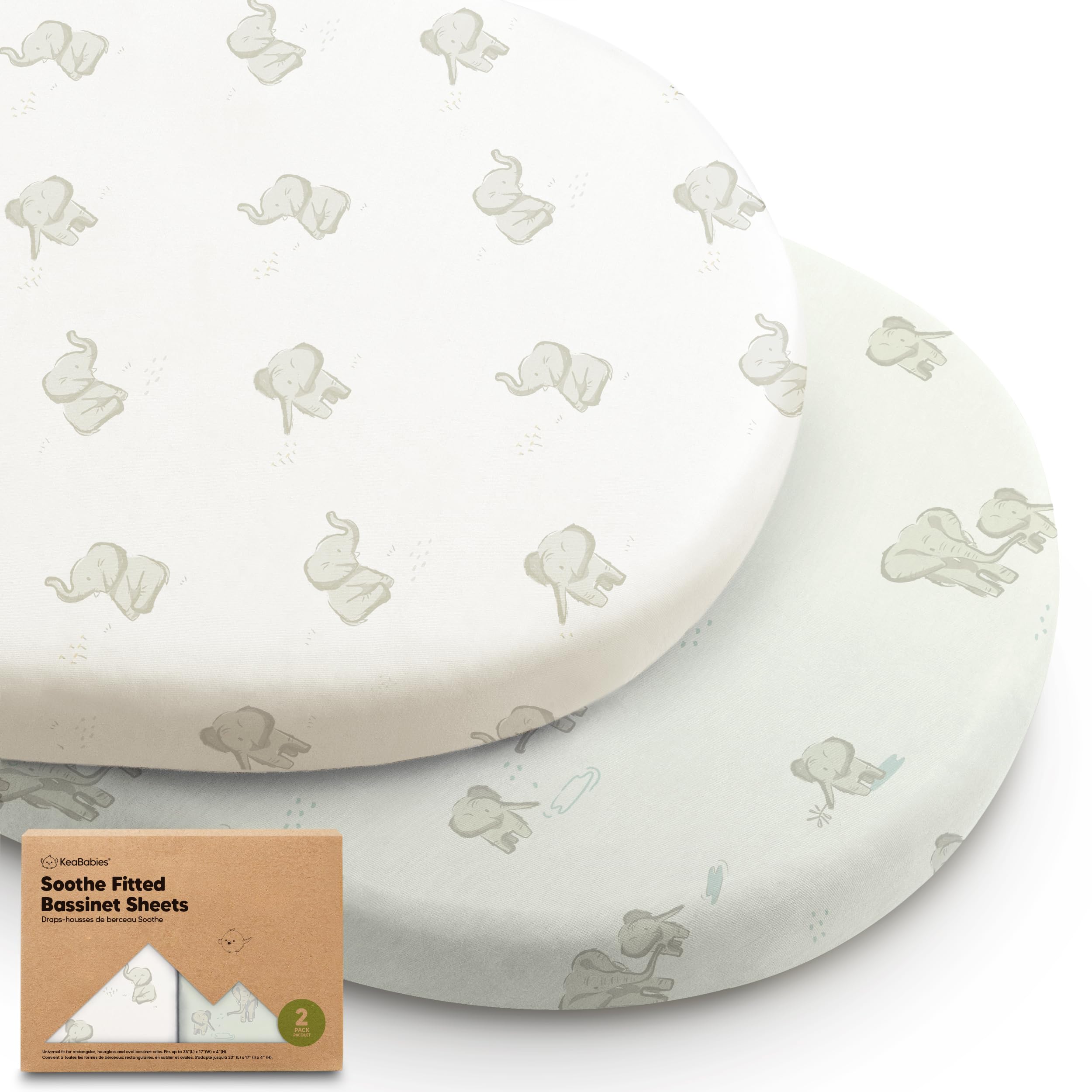 2-Pack Organic Bassinet Sheets for Girls, Boys - 100% Cotton Bassinet Mattress Sheets Compatible with Halo Bassinest Swivel Sleeper, Graco, Baby Delight, Chicco, Unisex Fitted Bassinet Sheets (Elly)