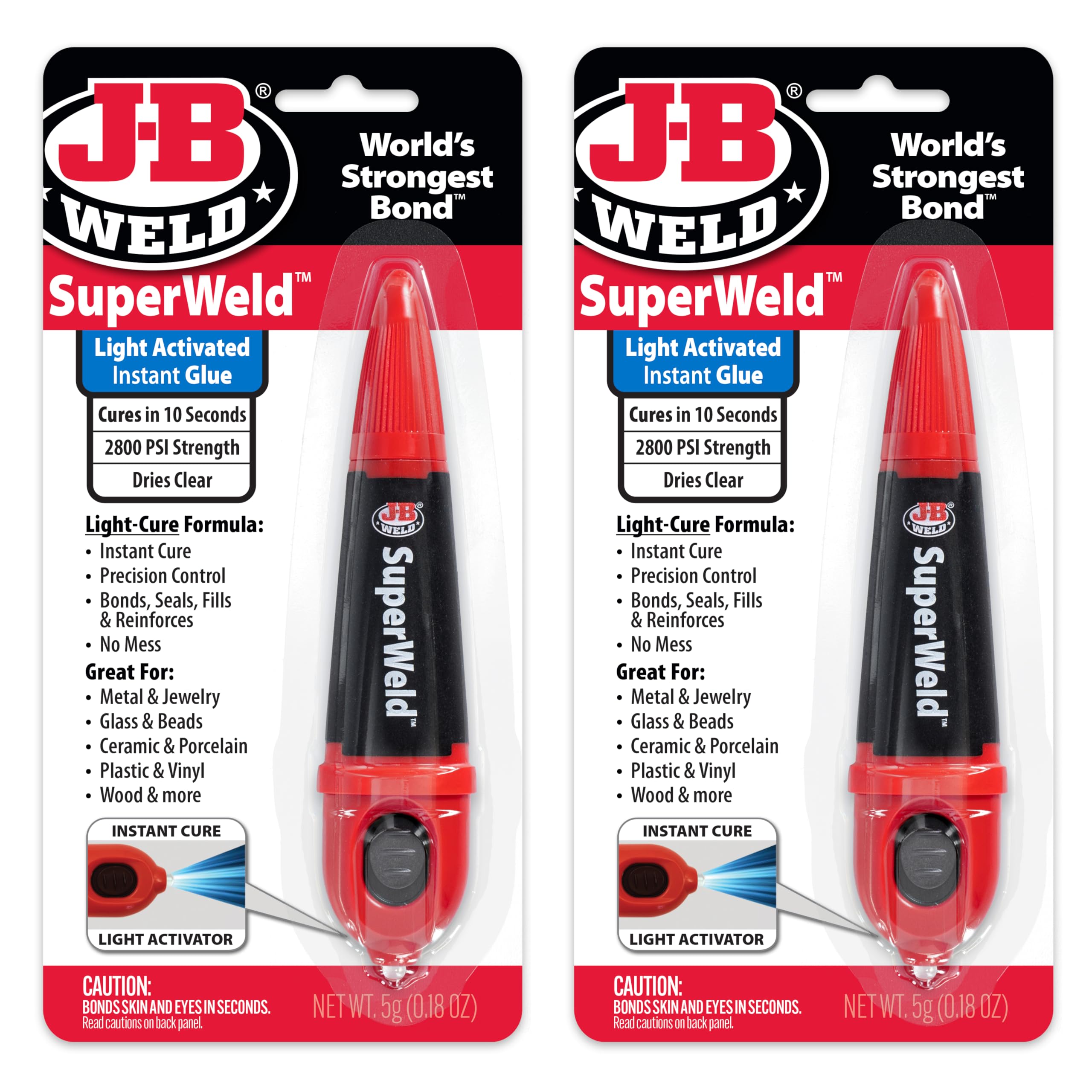 J-B Weld Lichthärtender Sekundenkleber, klar, 5g, 2er-Pack