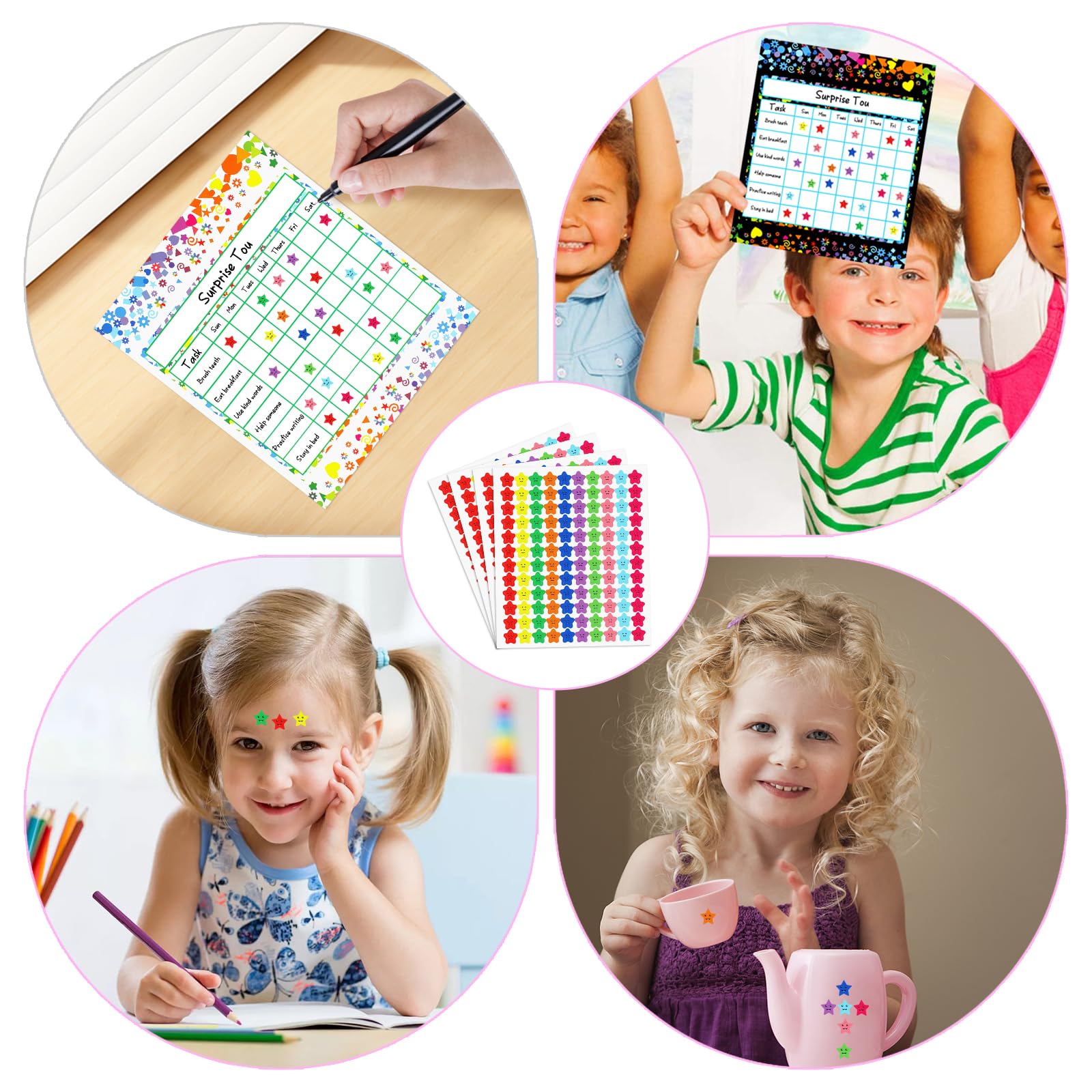 Utron 80 Pack Reward Chart for Kids, Incentive Chart Behavior Chart for Kids at Home, 2 Designs with 2160 Star Sticker, Kids Chore Chart, Sticker Chart for Kids Behavior