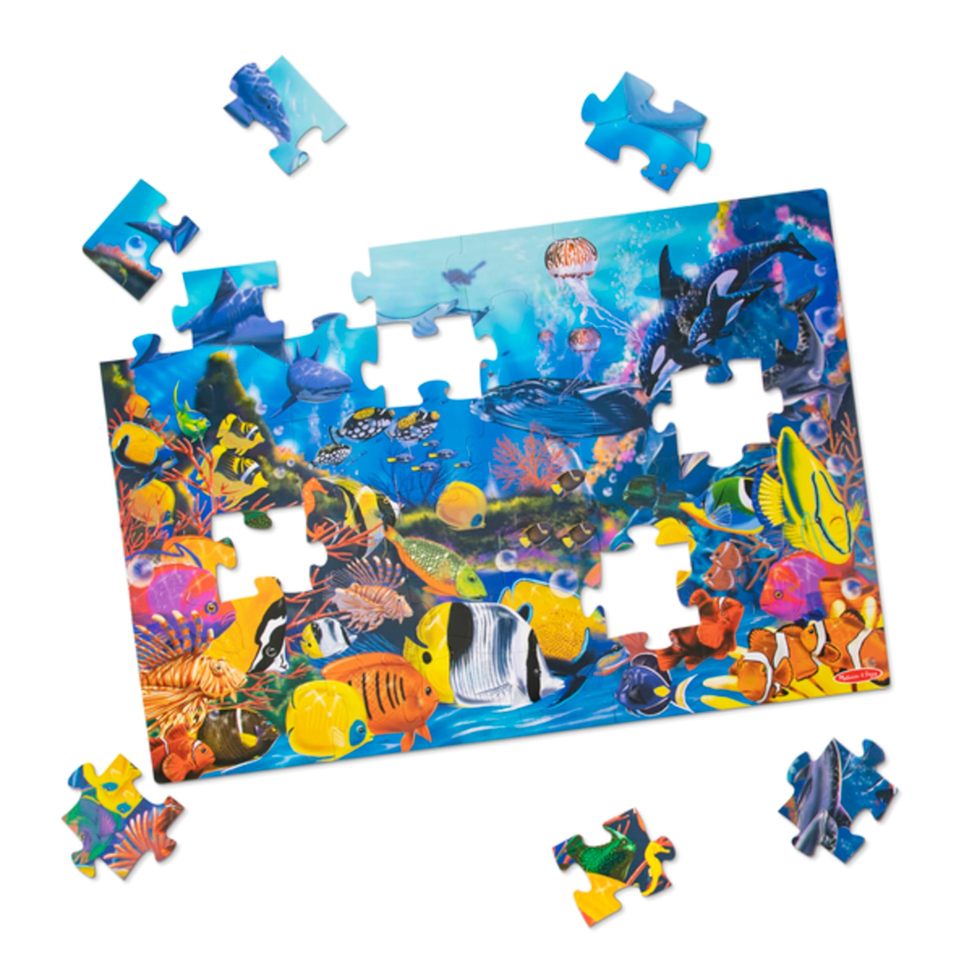 Melissa & Doug Underwater Ocean Floor Puzzle, 48 pc Jumbo Jigsaw Puzzle, Educational Screen Free Activity for Toddler, Preschoolers and Kids Ages 3+ (2 x 3 Feet) - FSC Certified