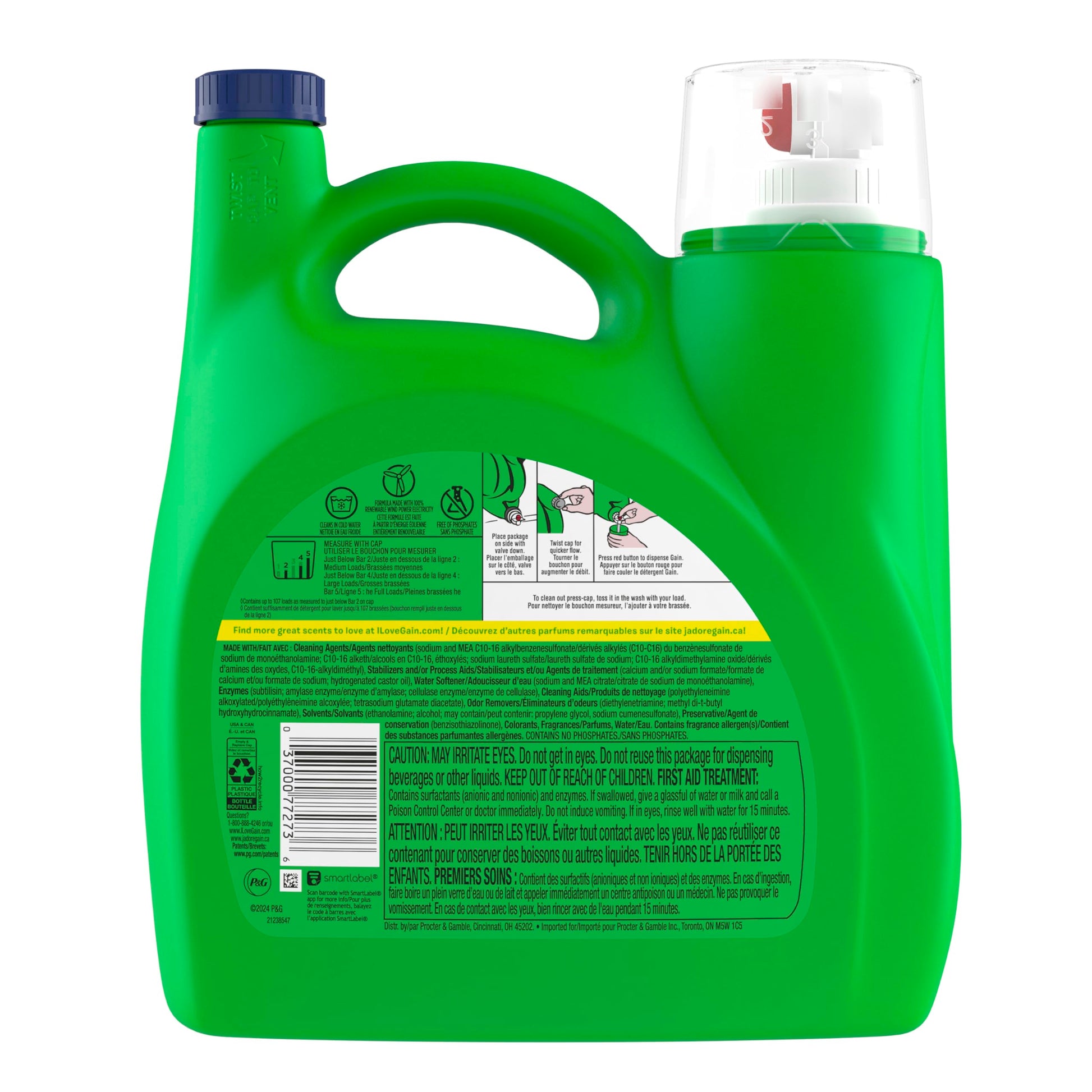 Gain + Aroma Boost Laundry Detergent Liquid, Original Scent, 107 Loads, 154 fl oz, HE Compatible Laundry Soap with Febreze and Oxi, Gain Laundry Detergent, Liquid Laundry Detergent