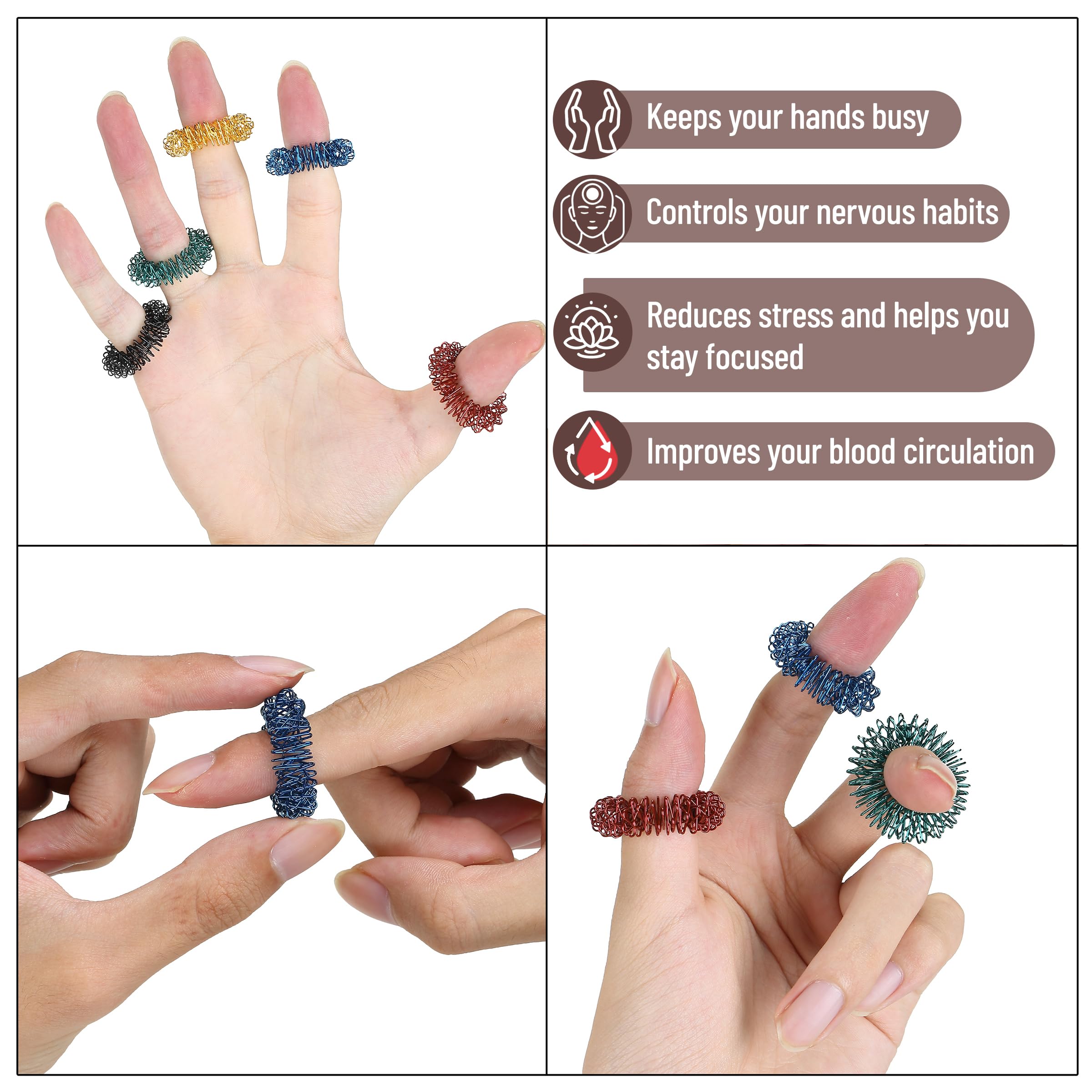 Mr. Pen- Spiky Sensory Rings, 10 Pack, Stress Relief Fidget Sensory Toys, Fidget Rings, Fidget Ring for Anxiety, Stress Relief Rings, Massager for Fidget ADHD Autism, Back to School Supplies